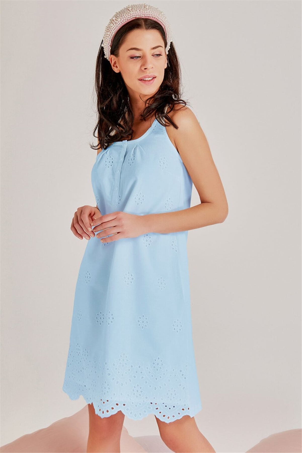 Magic Form 30108 Kadın Mavi Lohusa Sabahlık Gecelik Takım