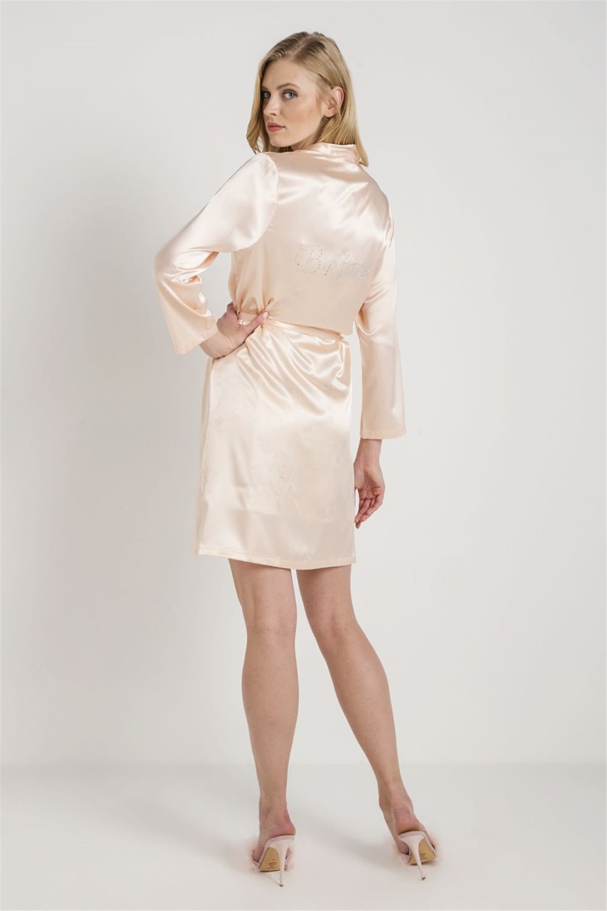 Magic Form 30427 Kadın Somon Düz Saten Kumaşlı Bride Sabahlık