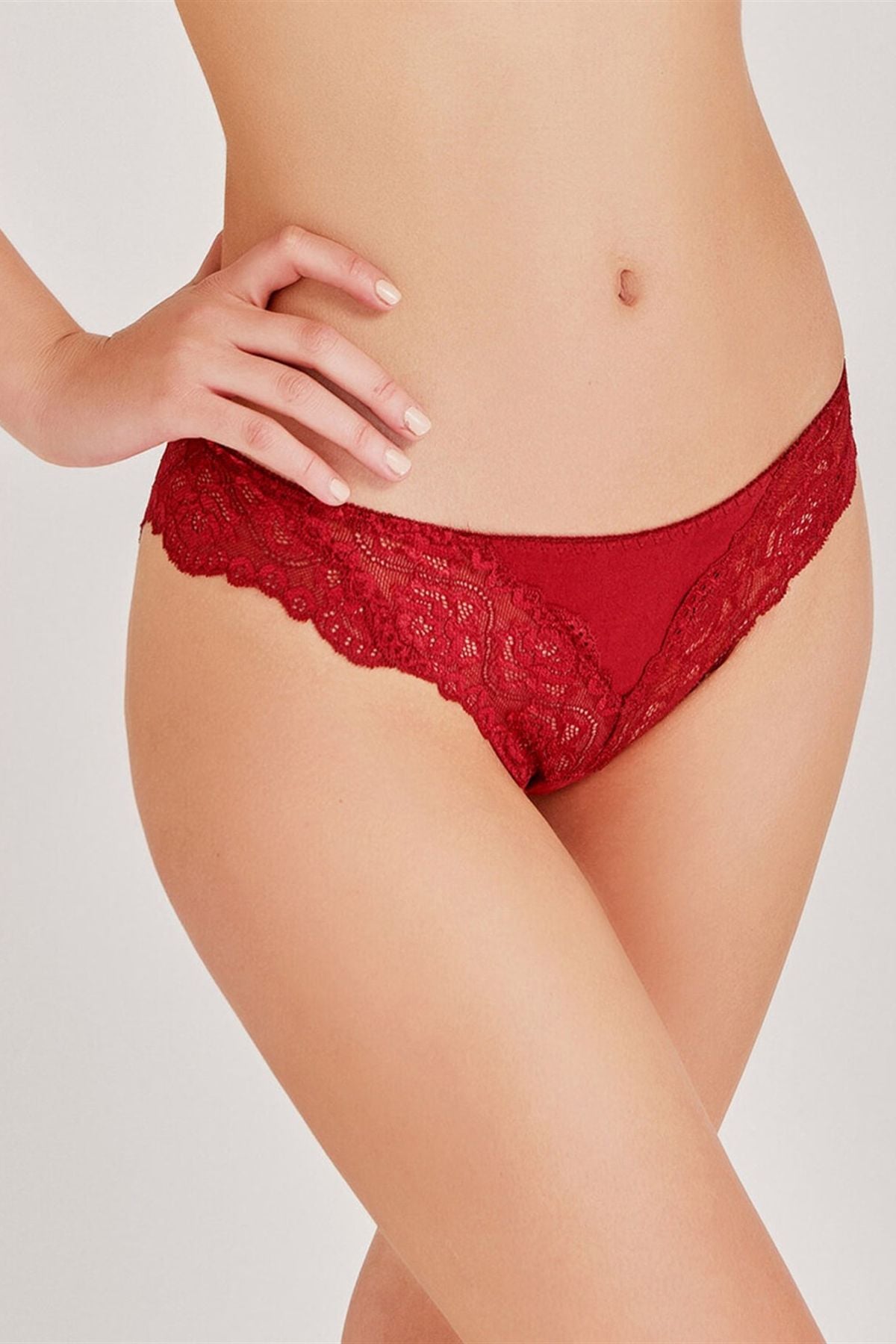 Magic Form 423 Kadın Bordo Dantelli Kumaş Detaylı Külot