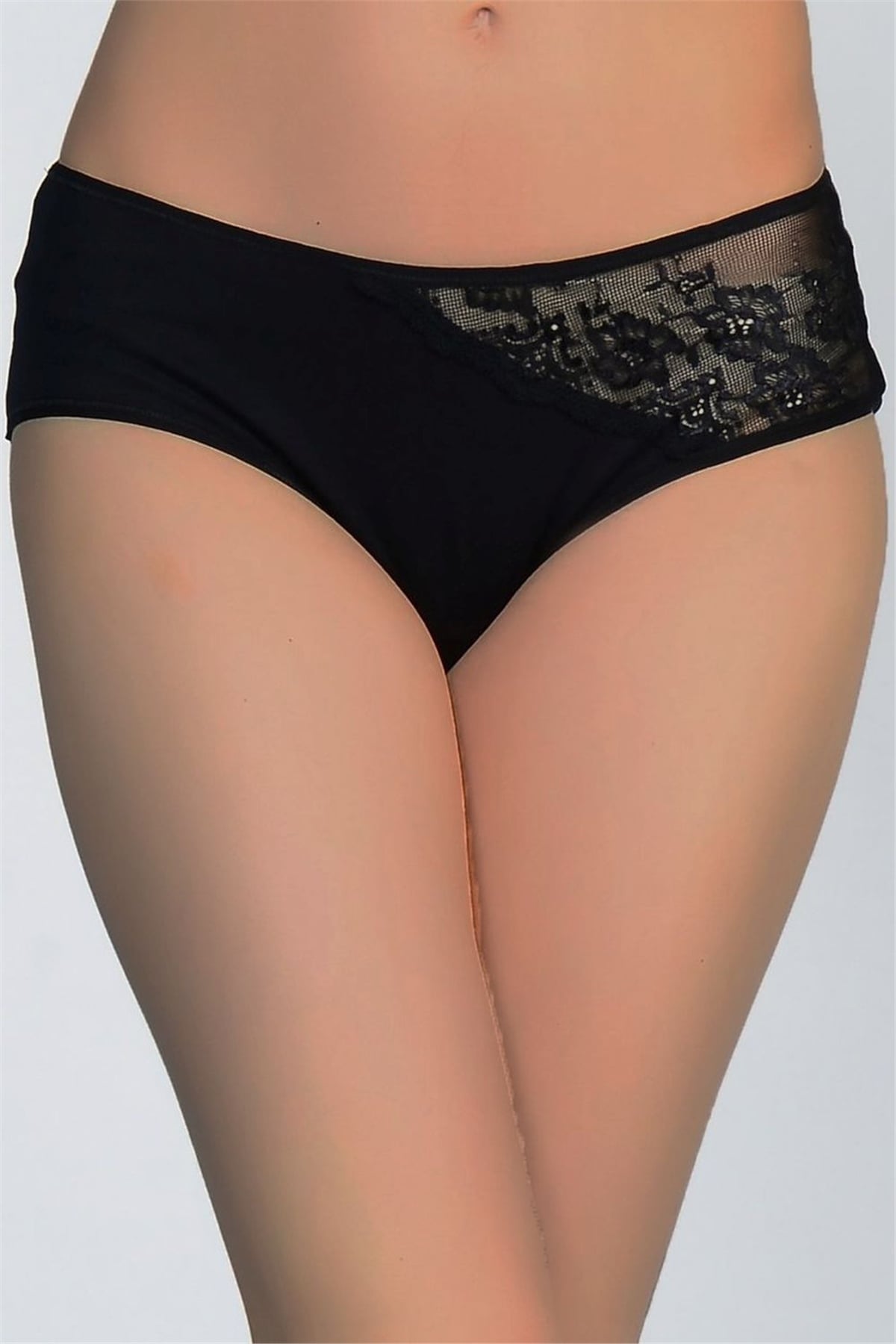 Magic Form 467 Kadın Siyah Pamuklu Dantelli Normal Külot