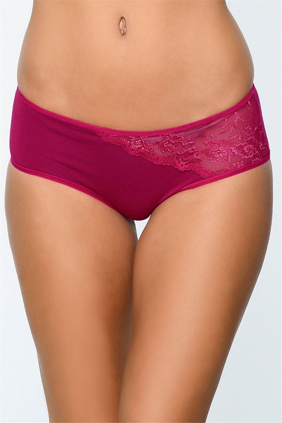 Magic Form 467 Kadın Vişne Pamuklu Dantelli Normal Külot