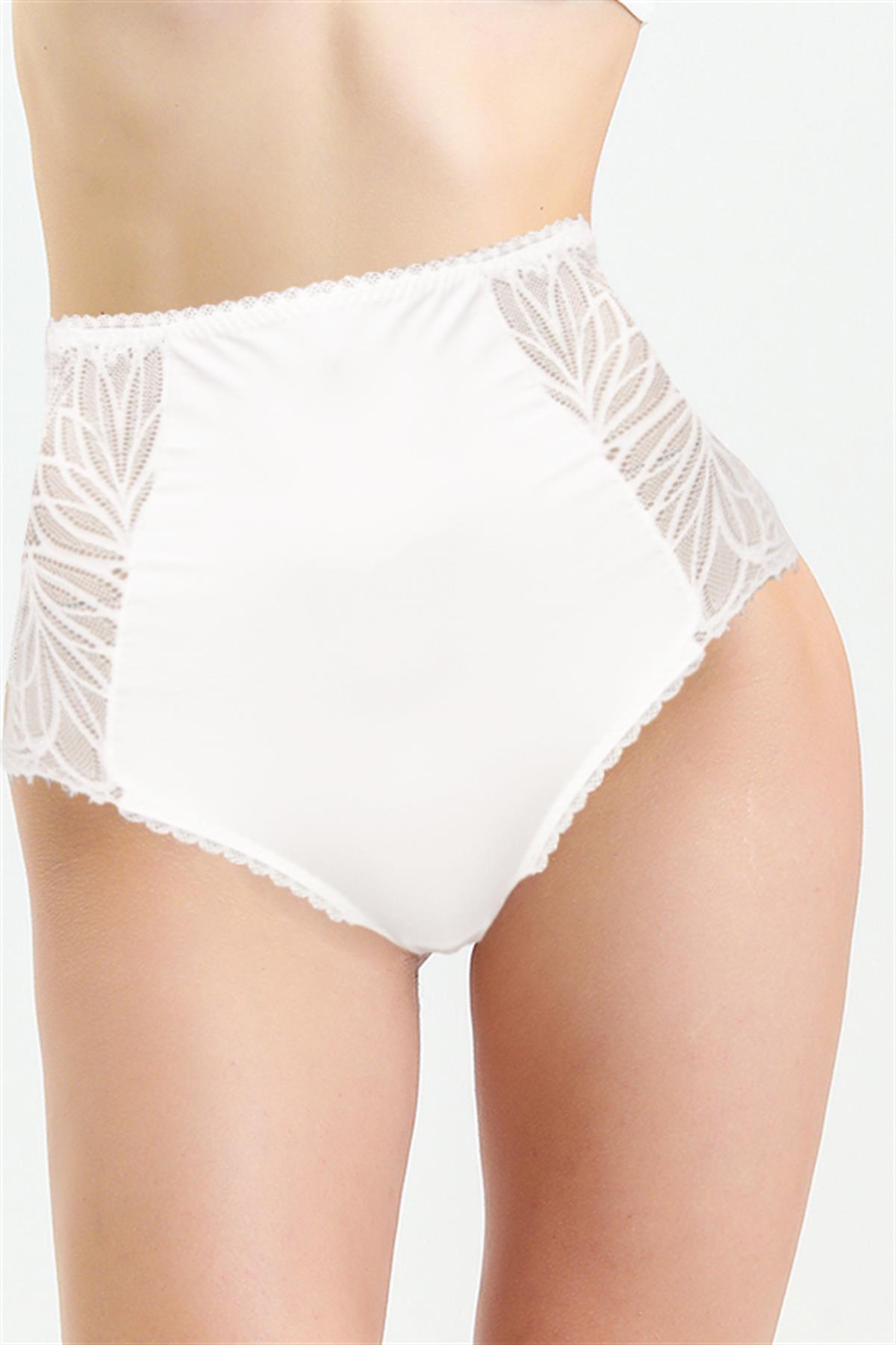 Magic Form 586 Kadın Ekru Dantelli Yüksek Bel Külot