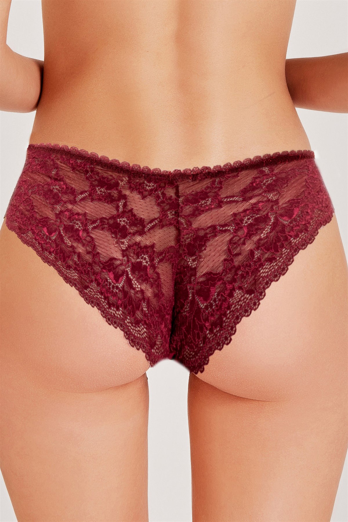 Magic Form 789 Kadın Bordo Önü Kumaş,Arkası Dantel Normal Külot