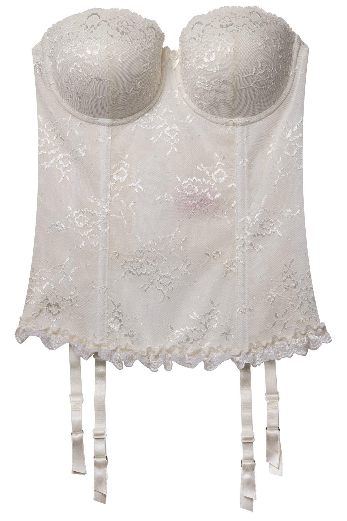 Magic Form 9256 Kadın Ekru Dantelli Taşlı Sırtı Açık Uzun Straplez Büstiyer