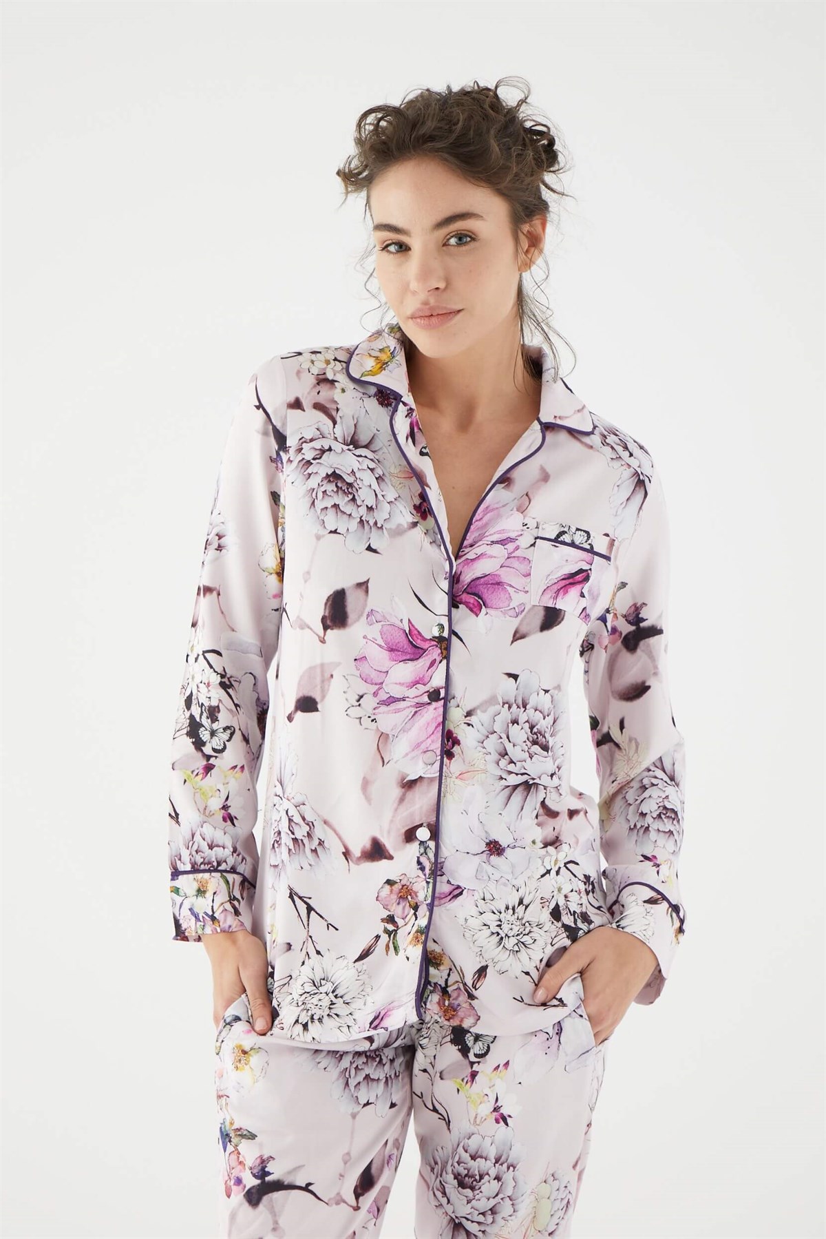 Monamise Kadın Mor Uzun Kollu Pijama Takım 18401