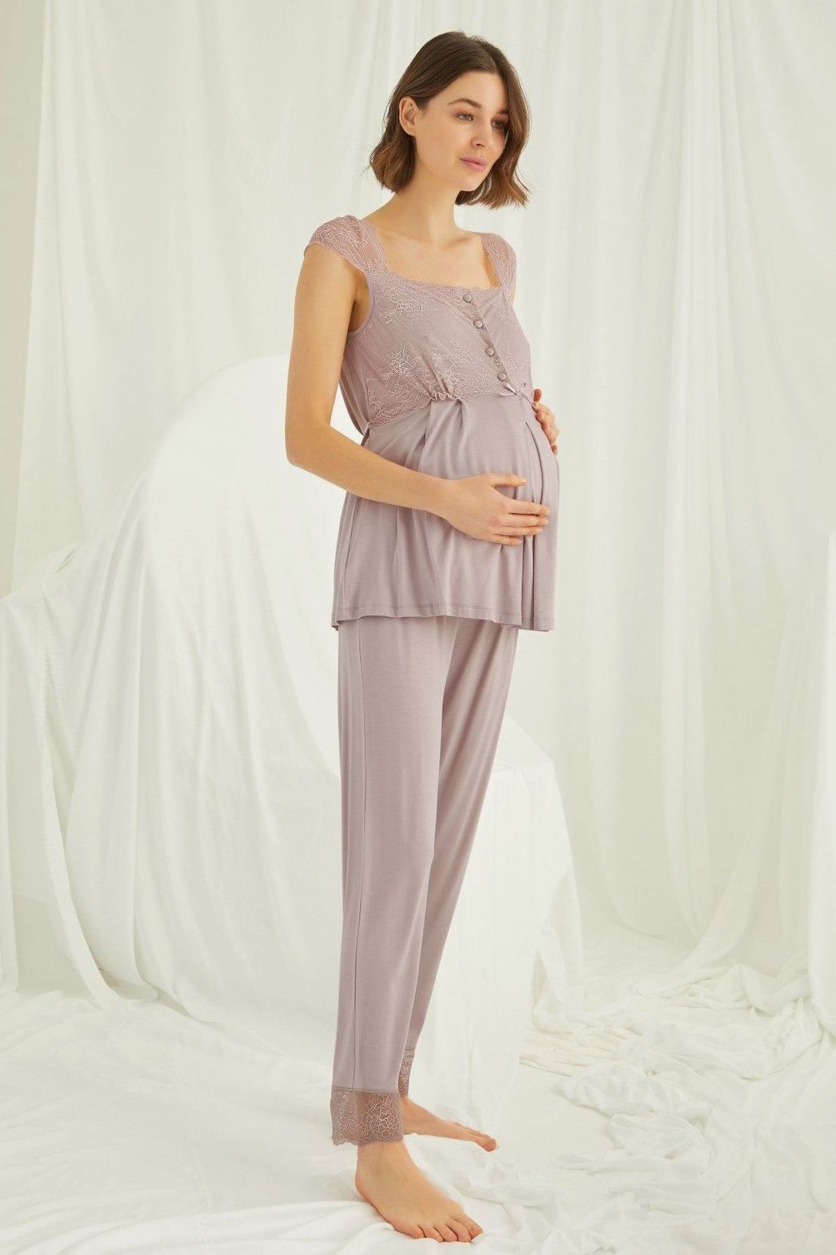 Monamise Kadın Vizon Hamile Lohusa Pijama Takım 18440