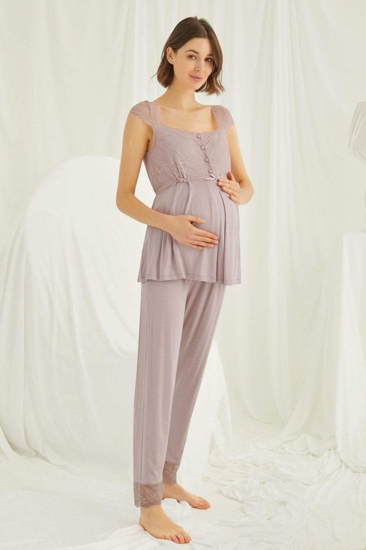 Monamise Kadın Vizon Hamile Lohusa Pijama Takım 18440