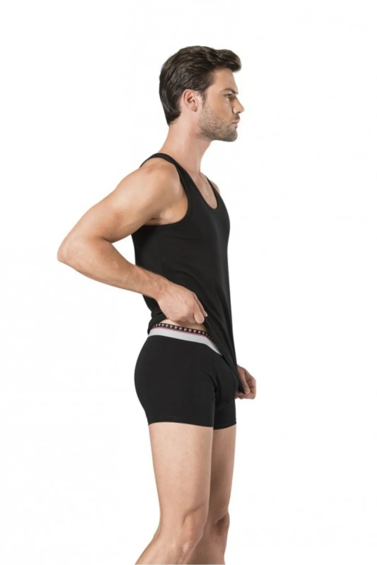 Pierre Cardin 155 Erkek Sıyah Stretch 2Li Atlet Boxer Takım