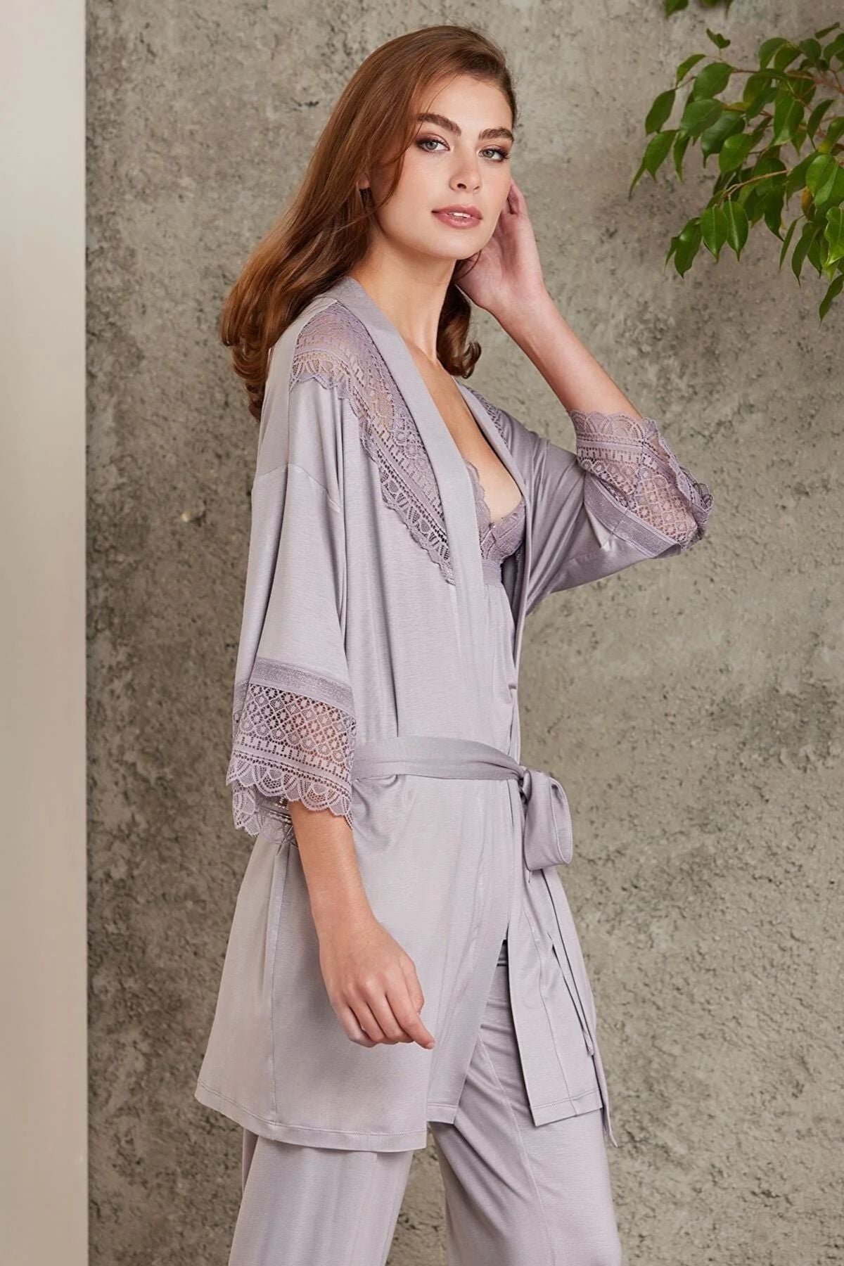 Pierre Cardin 2820 Royal Dantelli Penye 3lü Kadın Şortlu Pijama Takımı