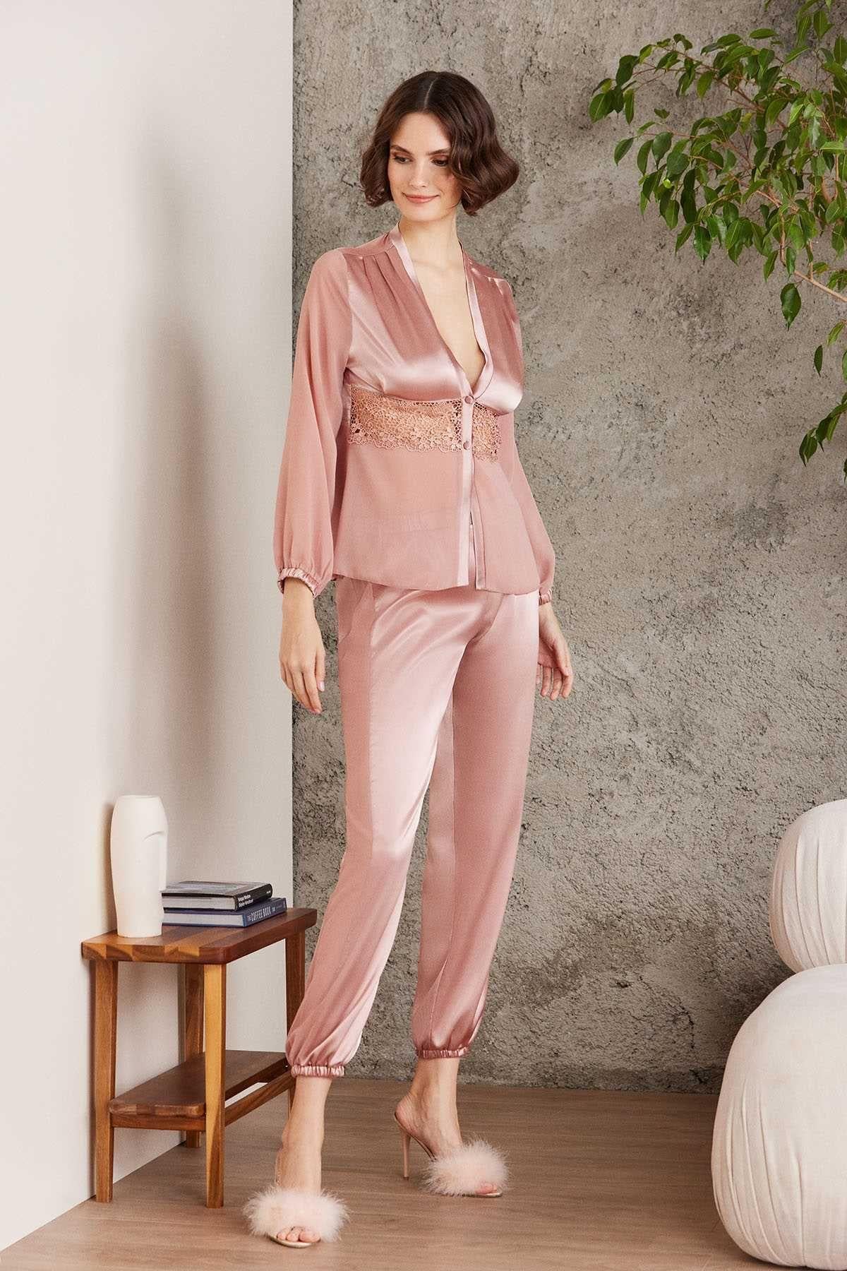 Pierre Cardin 6005 Kadın Brandy Gelin Çeyiz Seti 6lı Saten Takım