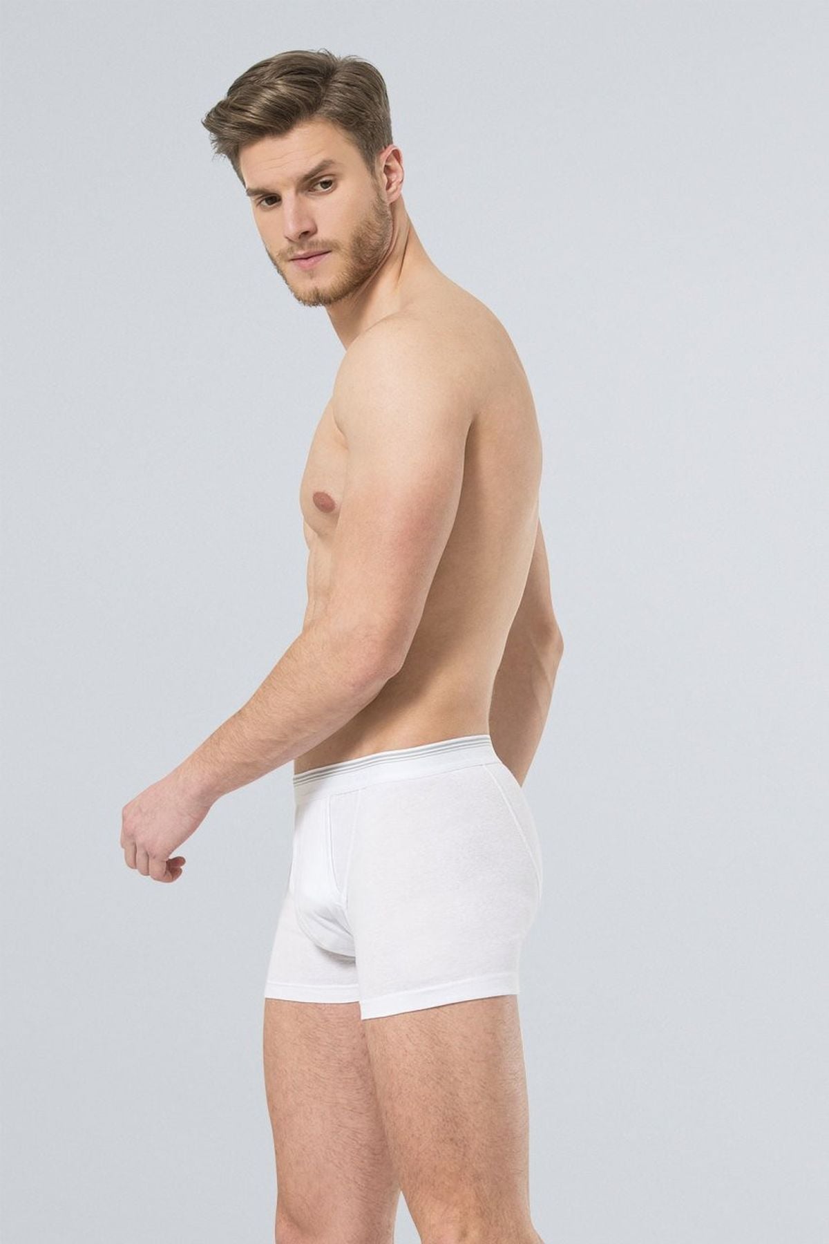 Türen 119 Beyaz Erkek Ribana Kemerli Paçalı Boxer