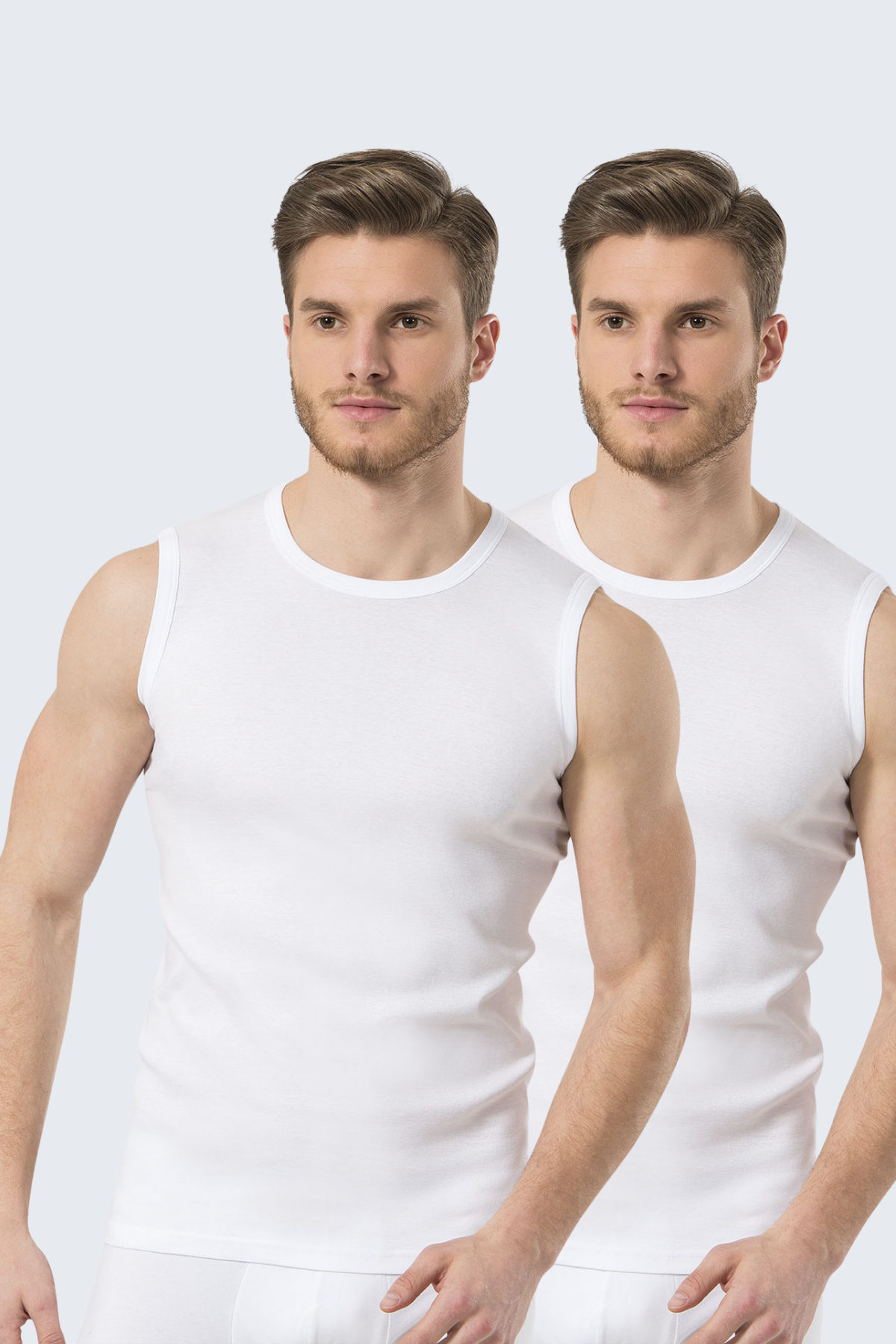 Türen 134 Beyaz Erkek 2li Spor O Yaka Ribana Atlet