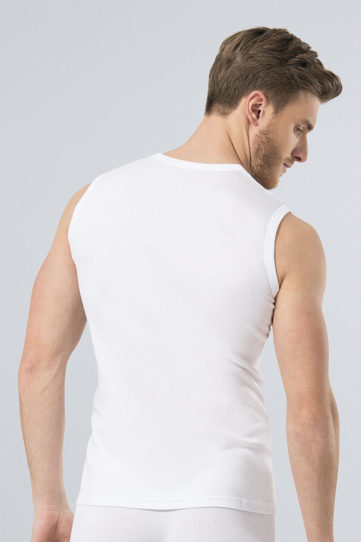 Türen 134 Beyaz Erkek 2li Spor O Yaka Ribana Atlet