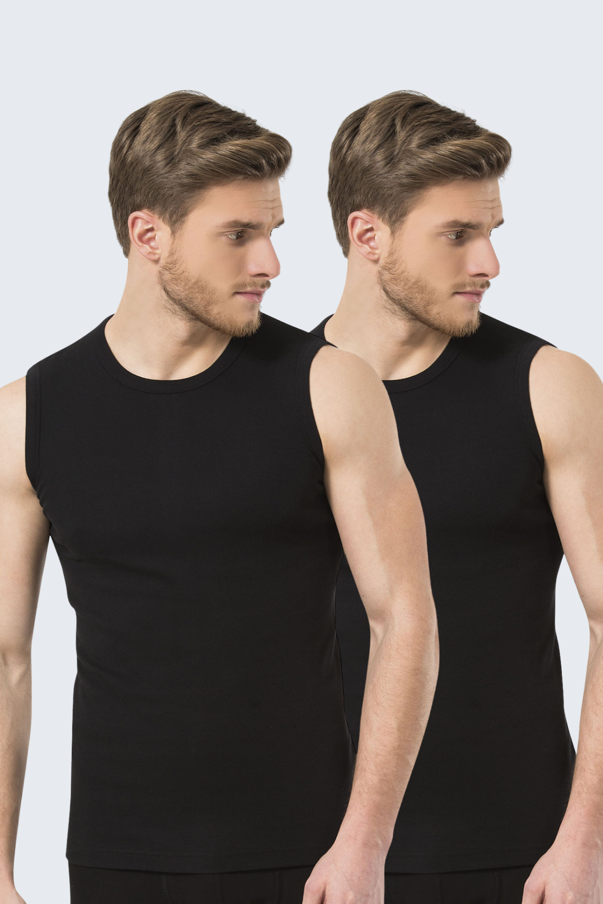 Türen 134 Siyah Erkek 2li Spor O Yaka Ribana Atlet