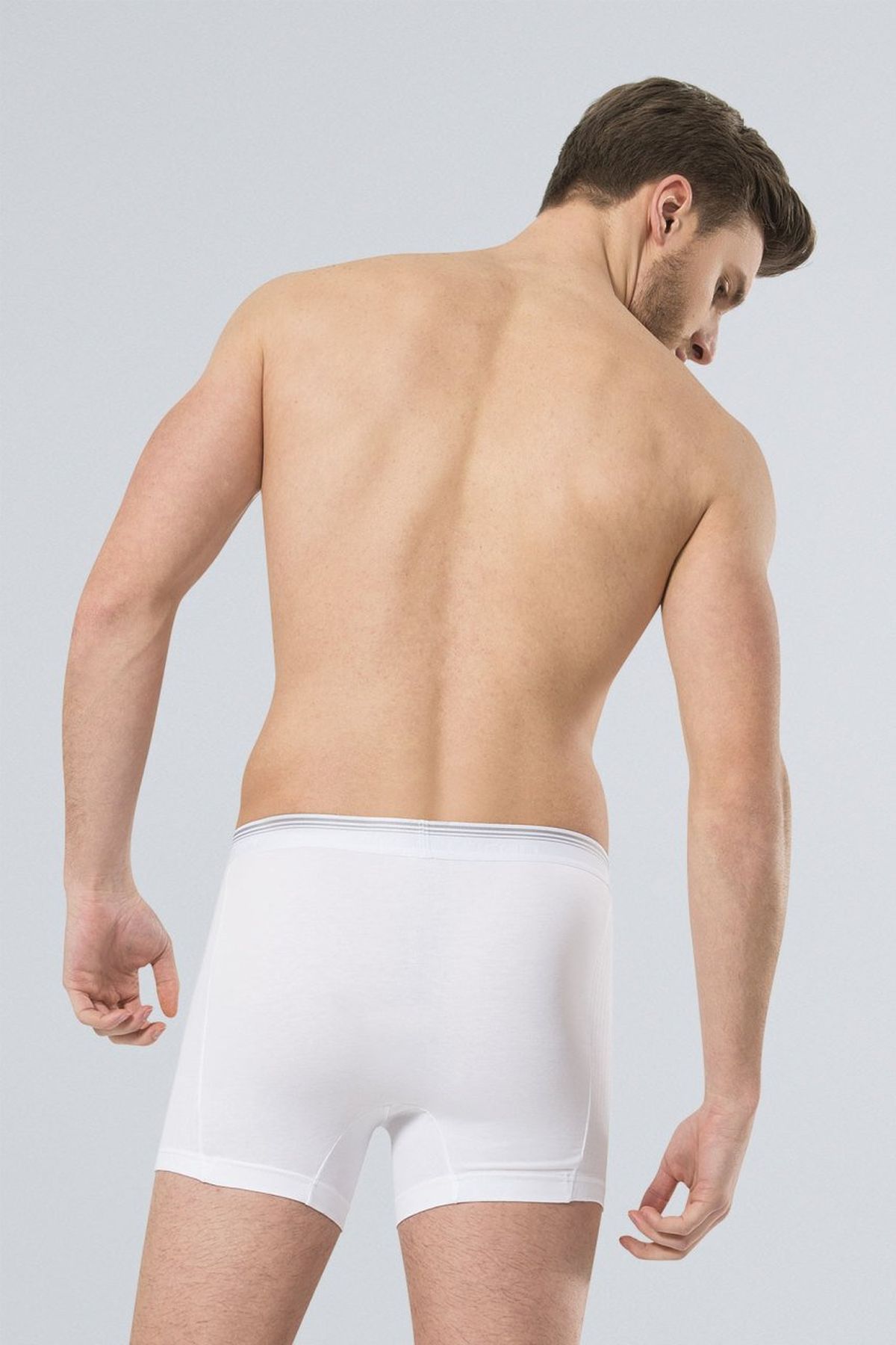 Türen 135 Beyaz 2li Erkek Likralı Düğmeli Boxer