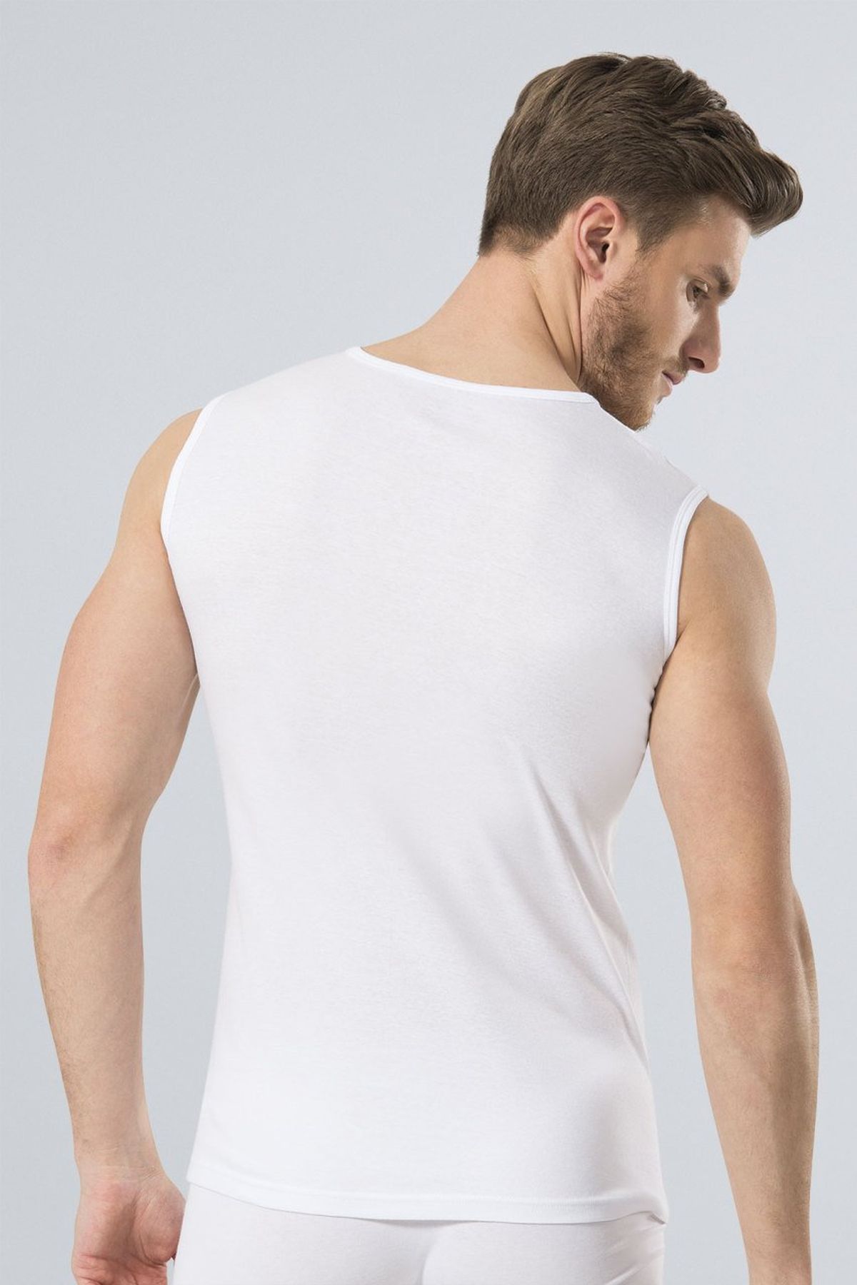 Türen 158 Beyaz Erkek 2li Spor V Yaka Ribana Atlet
