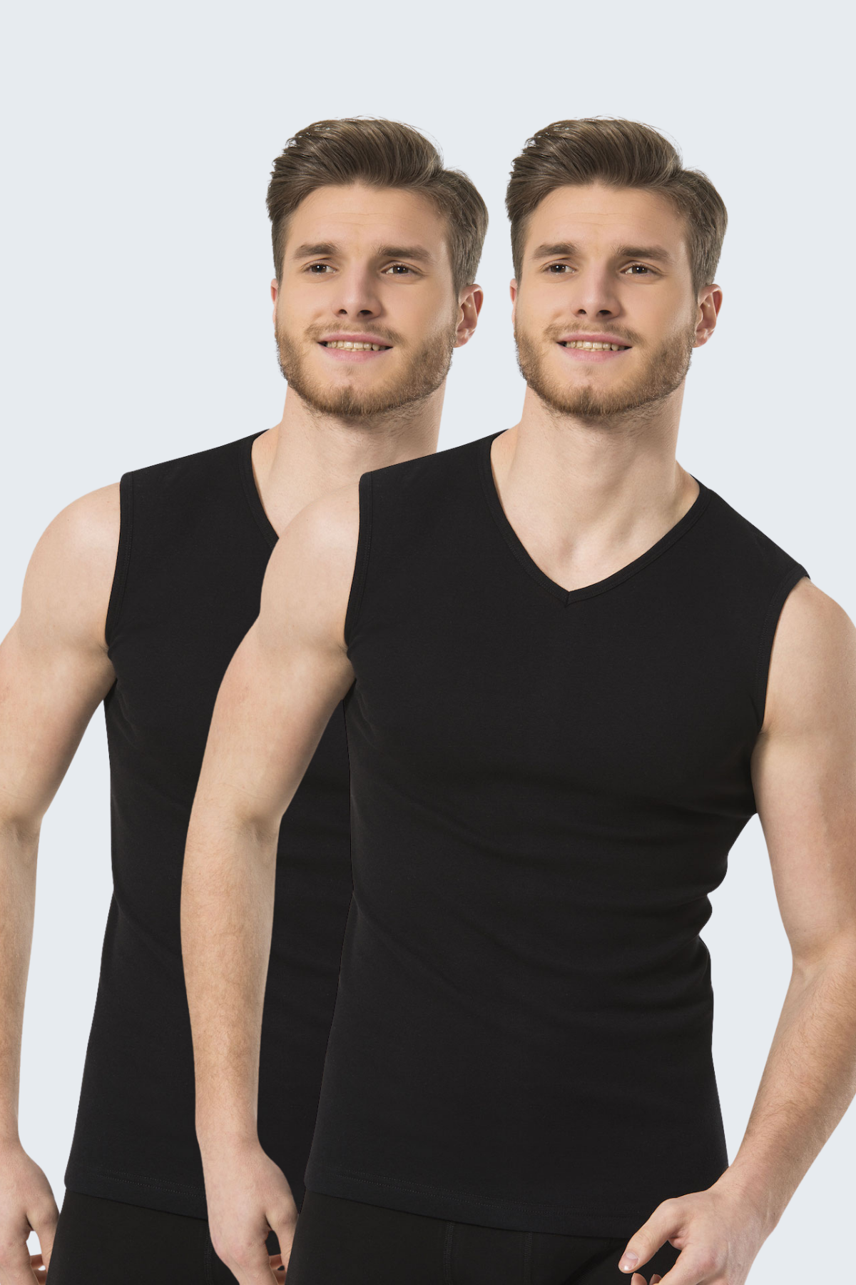 Türen 158 Siyah Erkek 2li Spor V Yaka Ribana Atlet