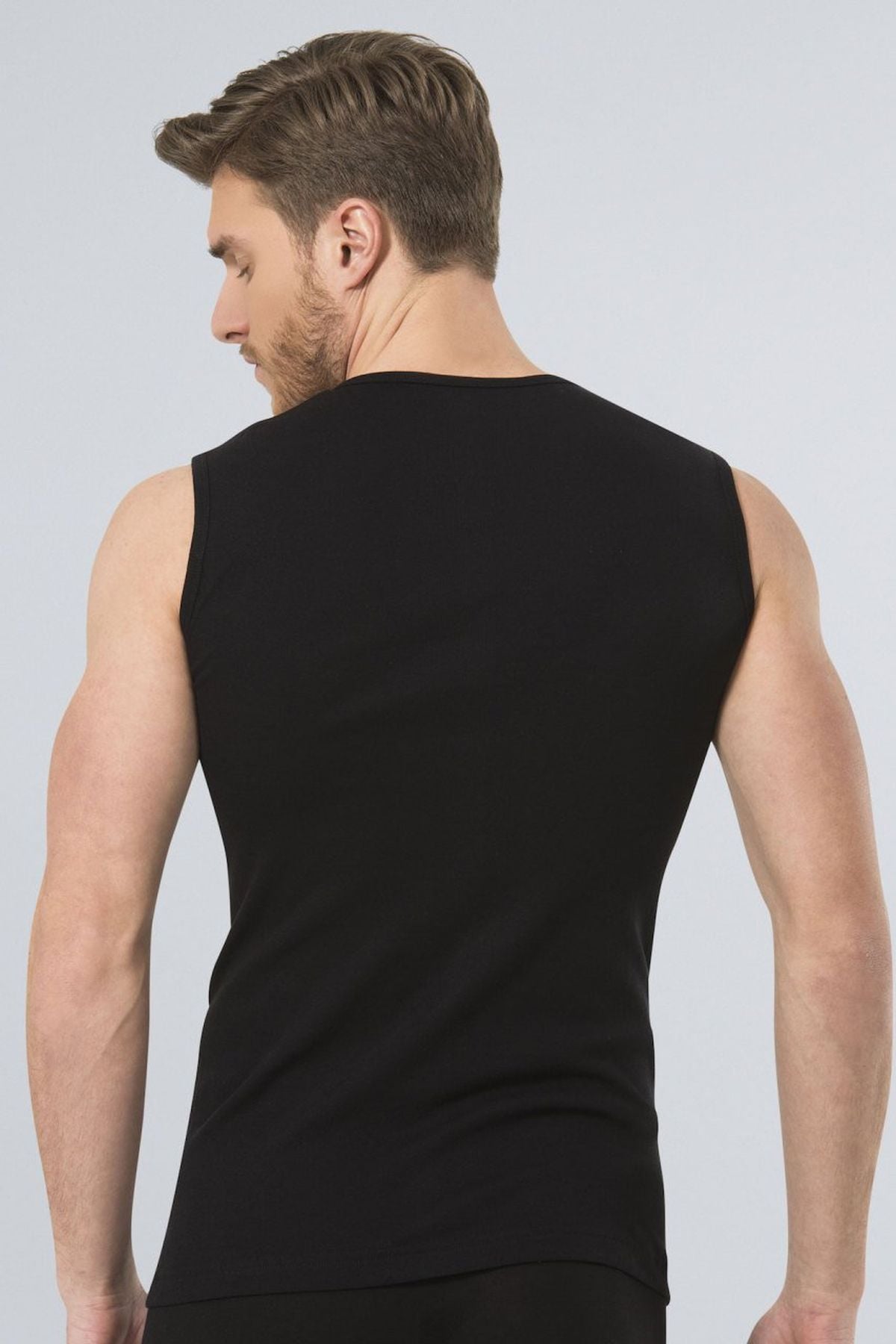 Türen 158 Siyah Erkek 2li Spor V Yaka Ribana Atlet