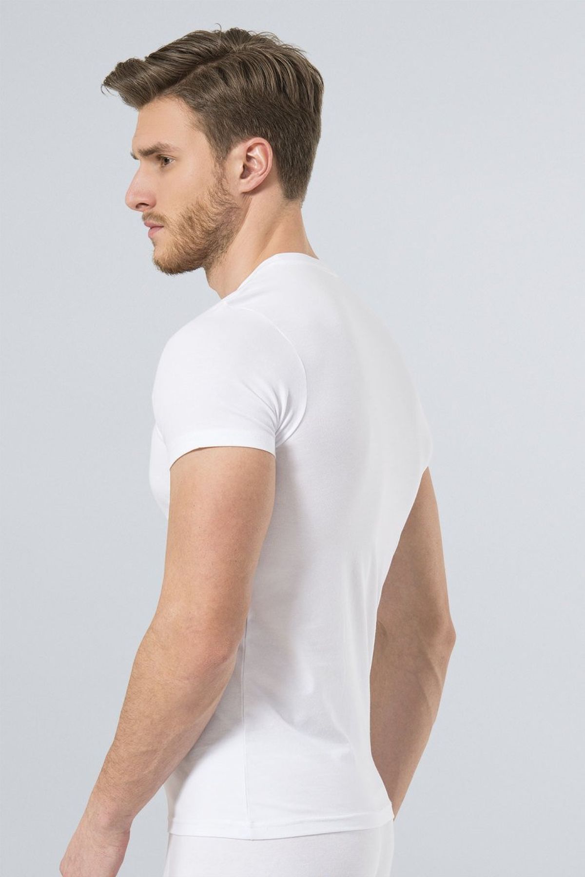 Türen 164 Beyaz Erkek Likralı T-shirt