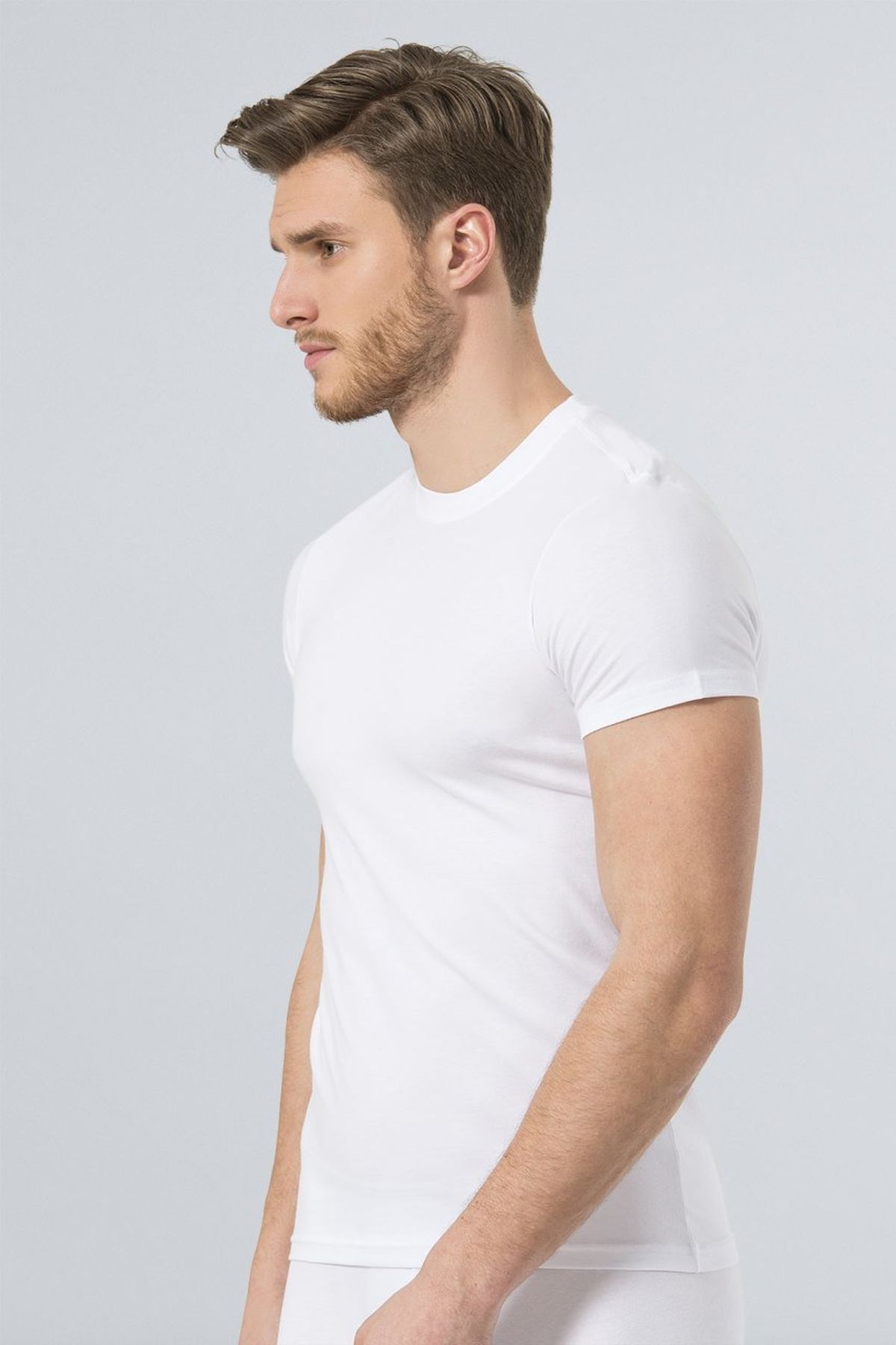 Türen 164 Beyaz Erkek Likralı T-shirt