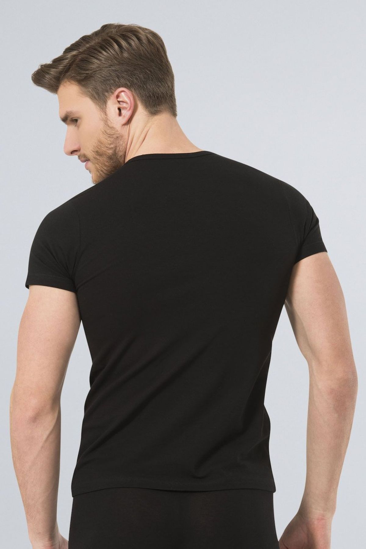 Türen 169 Siyah Erkek Likralı T-Shirt