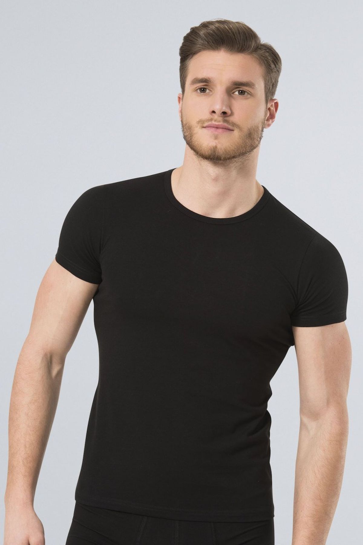 Türen 169 Siyah Erkek Likralı T-Shirt