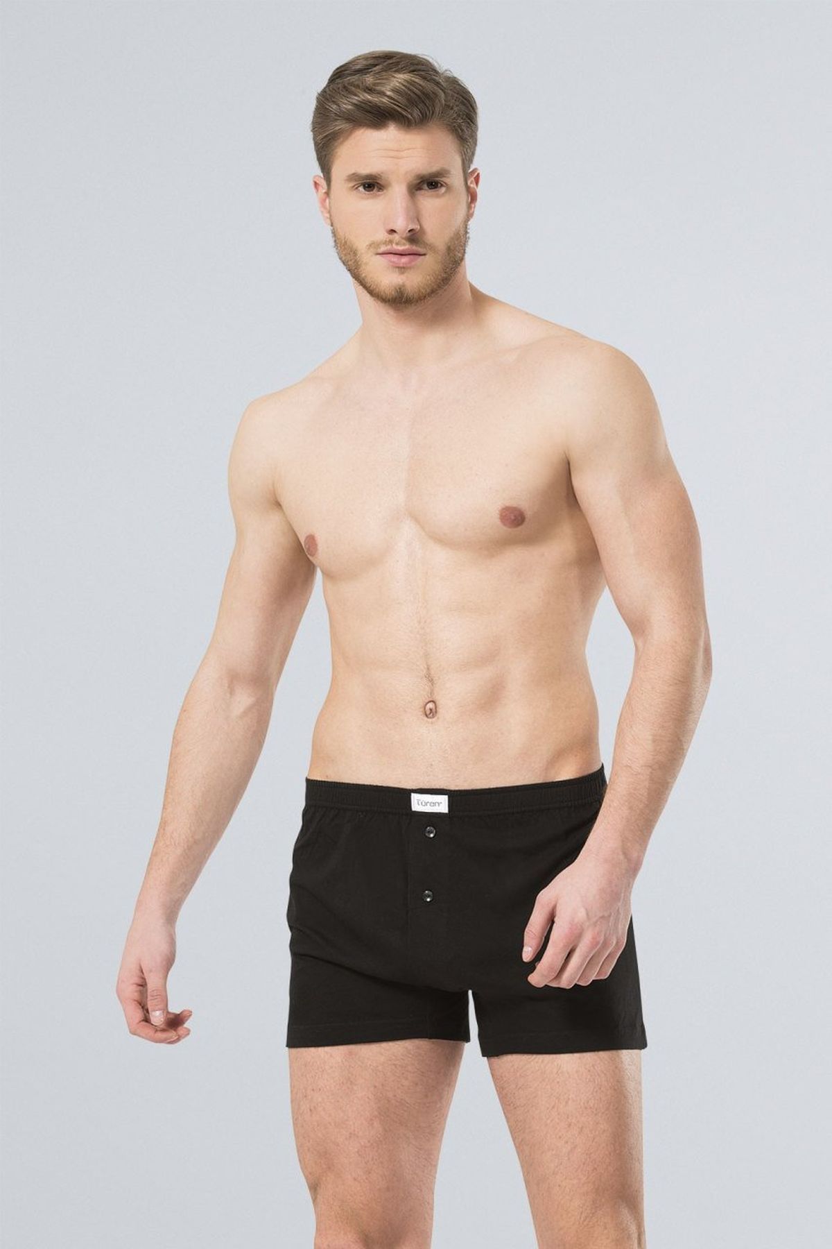 Türen 186 Siyah 2li Erkek Düğmeli Boxer