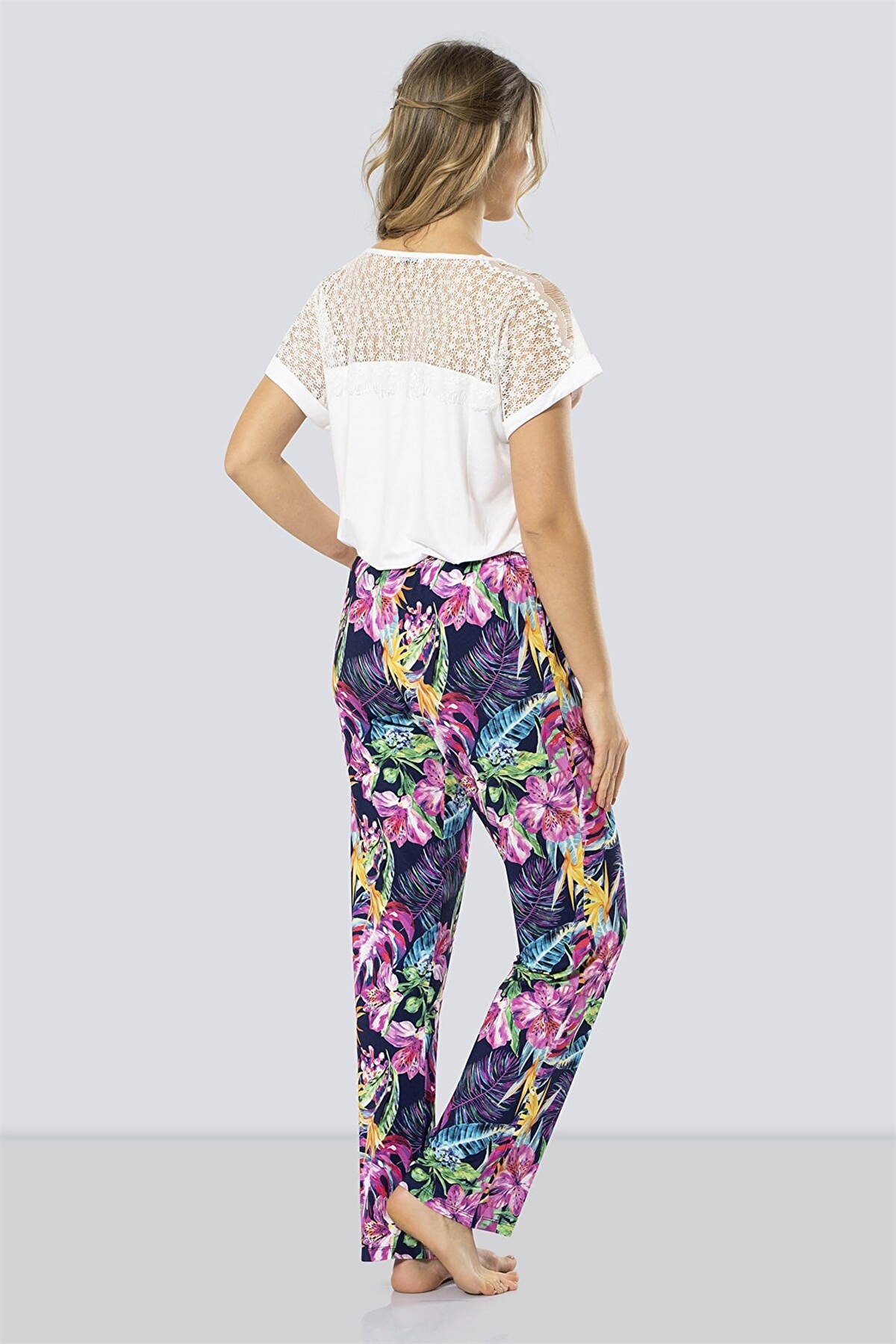 Türen 3302 Lacivert Kadın Desenli Pijama Takımı