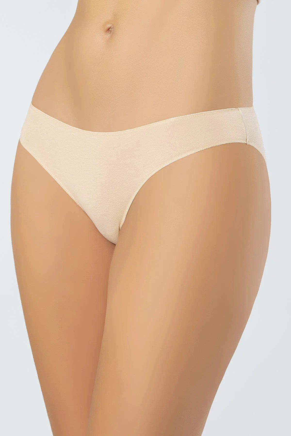 Türen 924 Beyaz-Siyah-Ten Kadın 3lü Paket Likralı Pamuk Bikini Külot