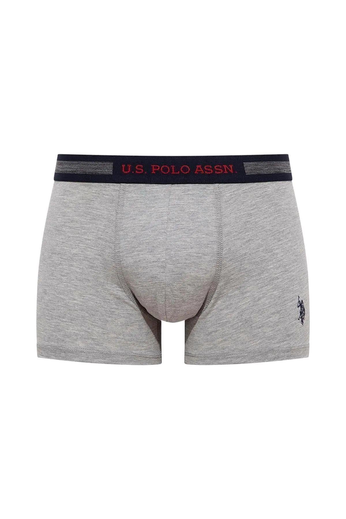 U.S. Polo Assn. 90004 Erkek Lacivert-Grimelanj-Beyaz Battal Beden 3 Lü Boxer
