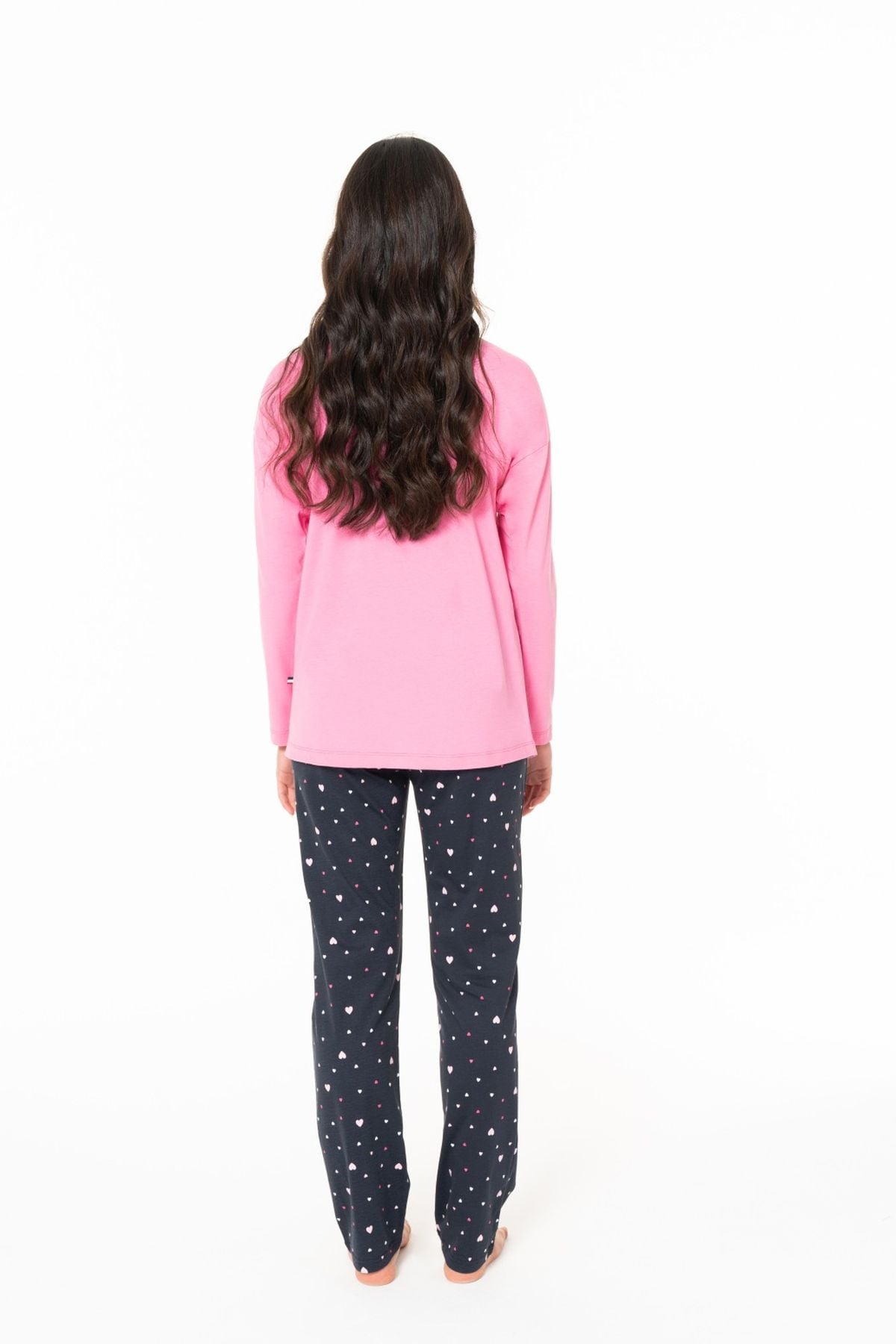 U.S. Polo Assn. 20140 Kadın Fusya Yuvarlak Yaka Uzun Kollu Pijama Takımı