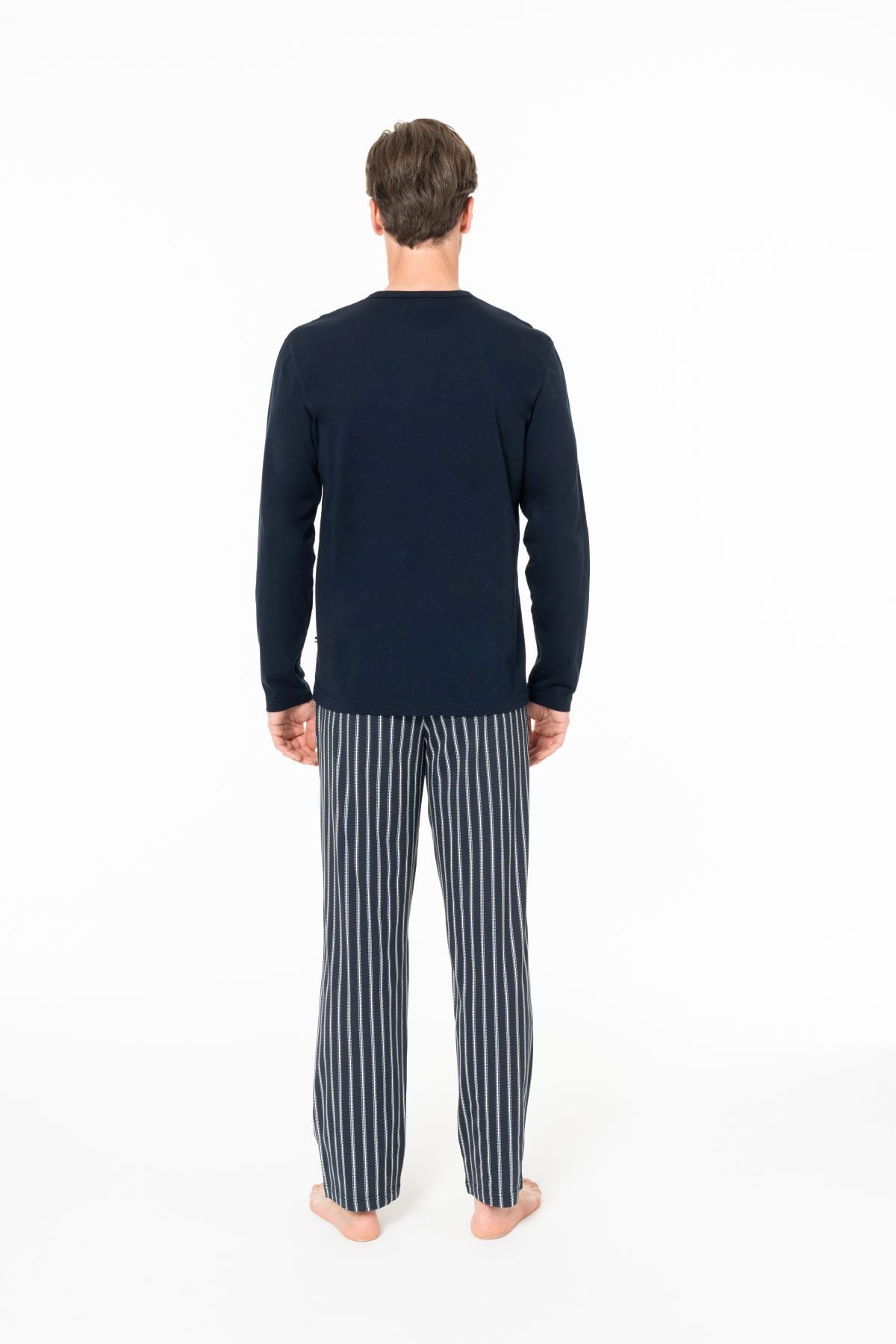 U.S. Polo Assn. 18994 Erkek Lacıvert Yuvarlak Yaka Uzun Kollu Pijama Takımı