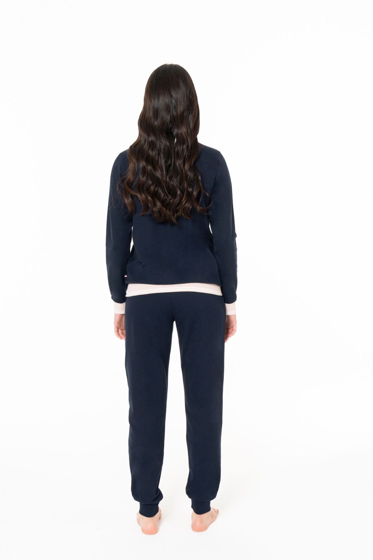 U.S. Polo Assn. 20117 Kadın Lacıvert Yuvarlak Yaka Uzun Kollu Pijama Takımı