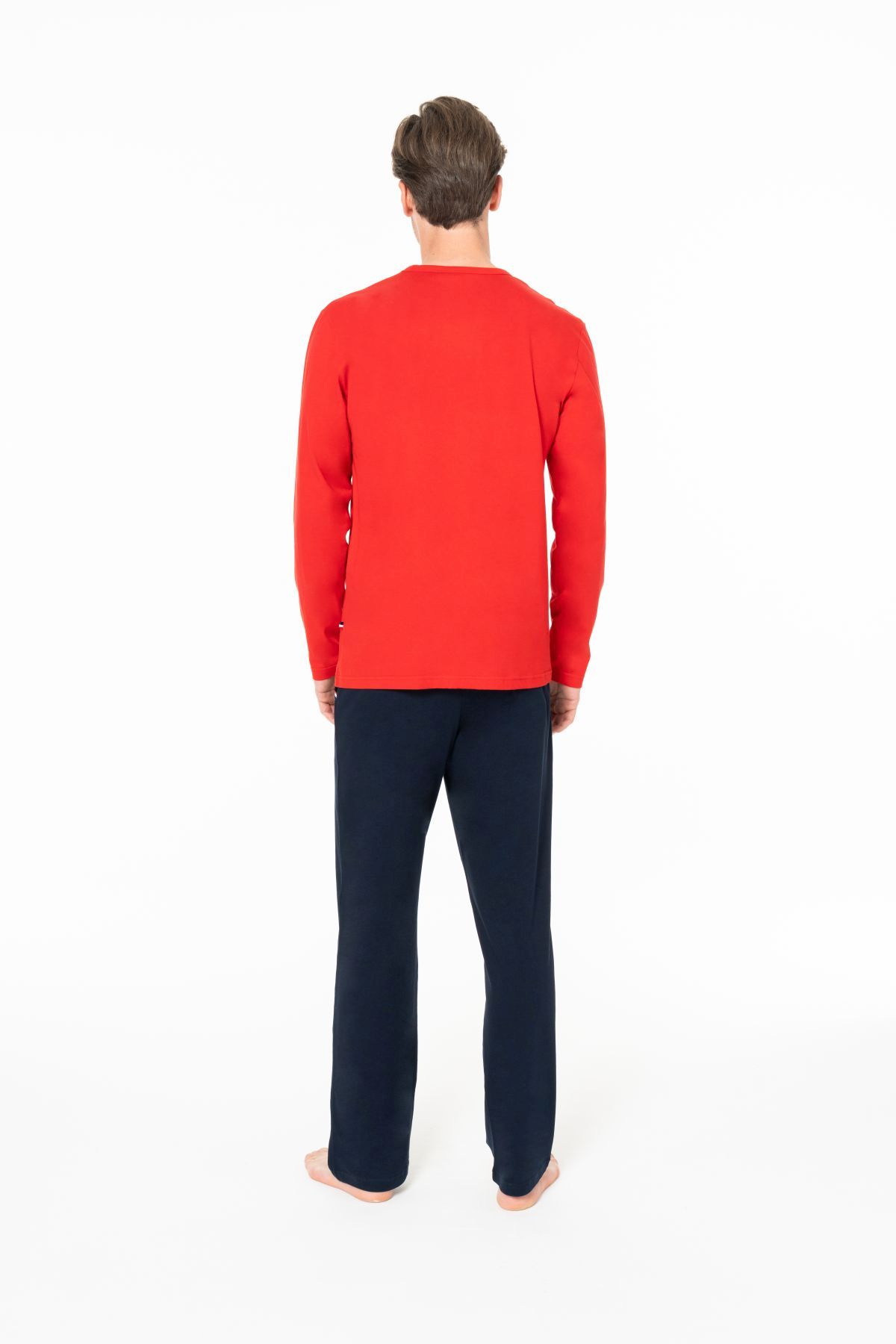 U.S. Polo Assn. 18945 Erkek Kırmızı Yuvarlak Yaka Uzun Kollu Pijama Takımı