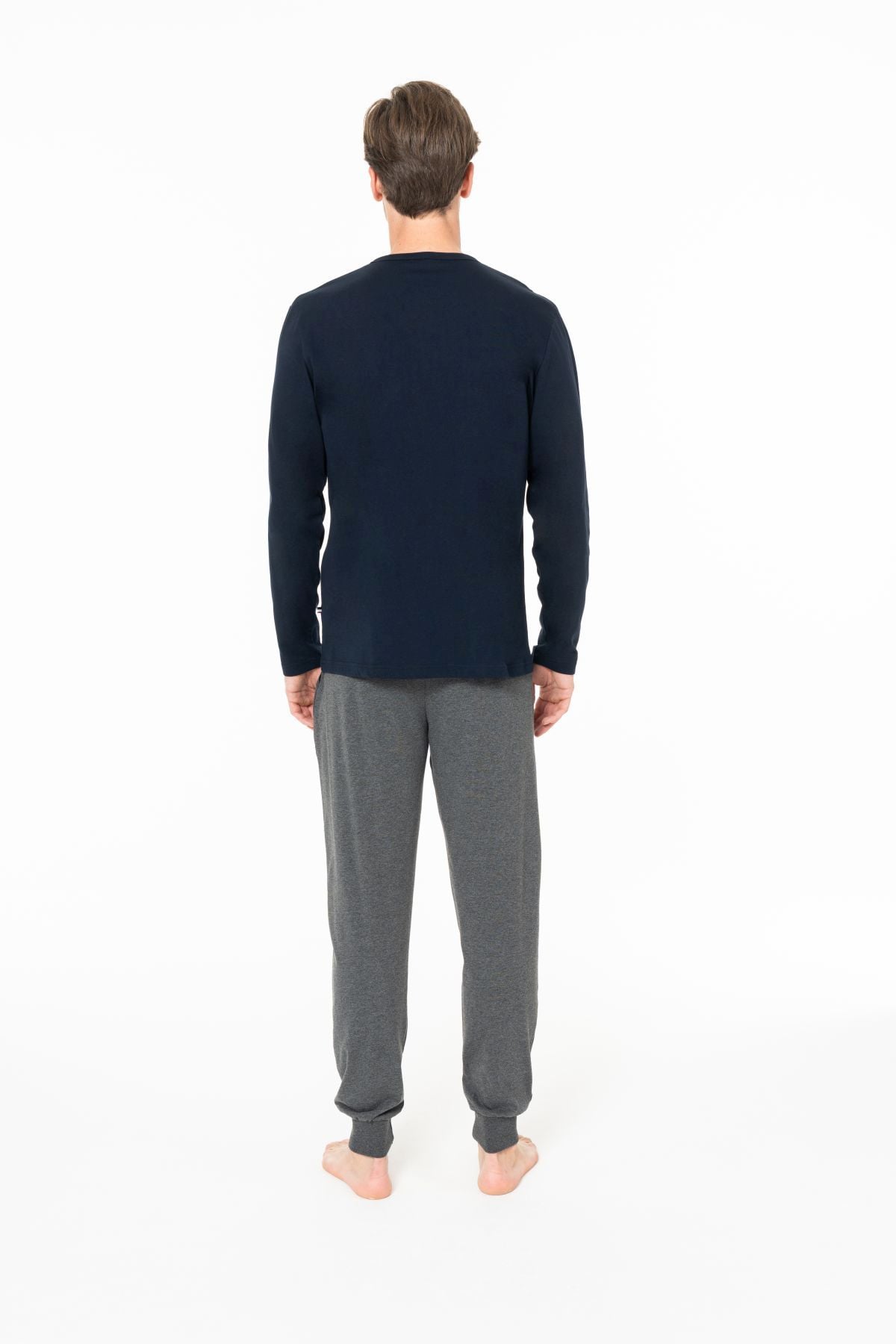 U.S. Polo Assn. 18953 Erkek Lacıvert Yuvarlak Yaka Uzun Kollu Pijama Takımı