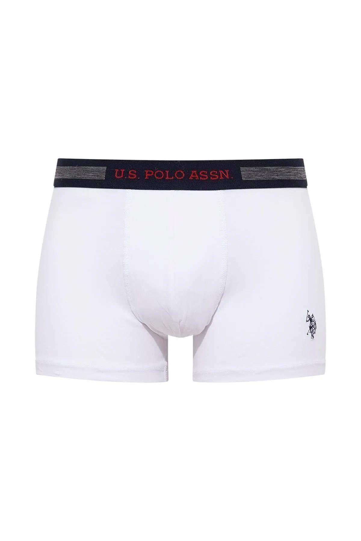 U.S. Polo Assn. 90004 Erkek Lacivert-Grimelanj-Beyaz Battal Beden 3 Lü Boxer