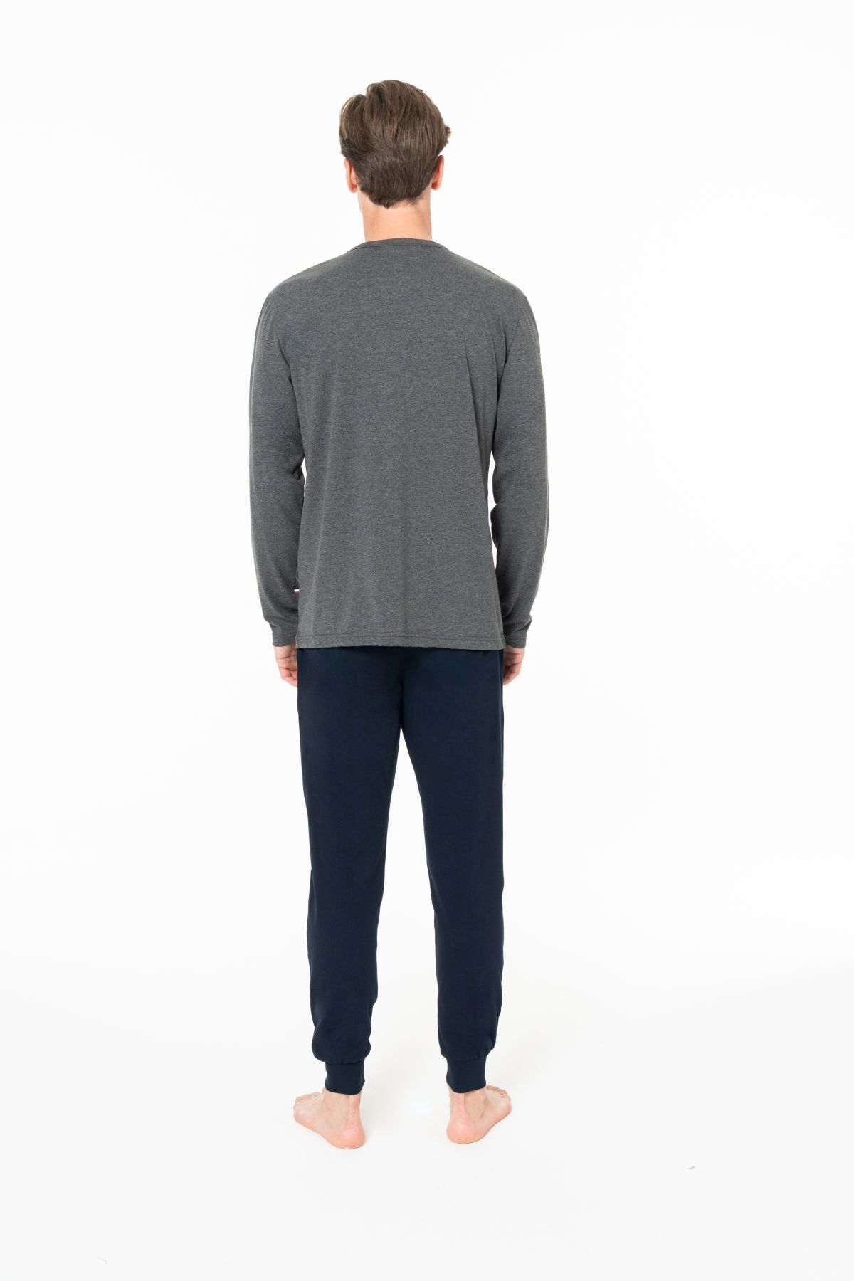U.S. Polo Assn. 18953 Erkek Antrasıt Melanj Yuvarlak Yaka Uzun Kollu Pijama Takımı