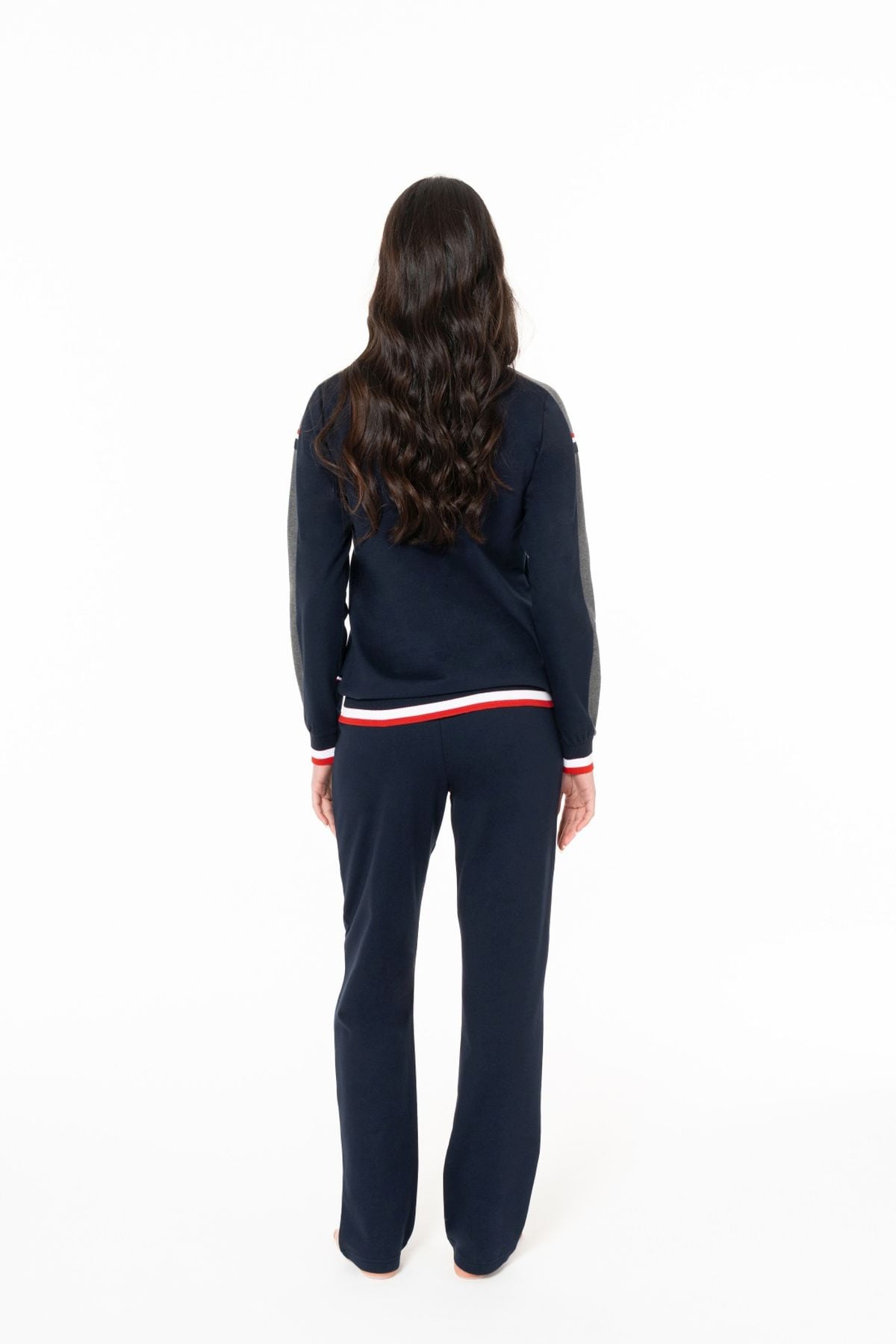 U.S. Polo Assn. 20116B Kadın Lacıvert Yuvarlak Yaka Uzun Kollu Pijama Takımı