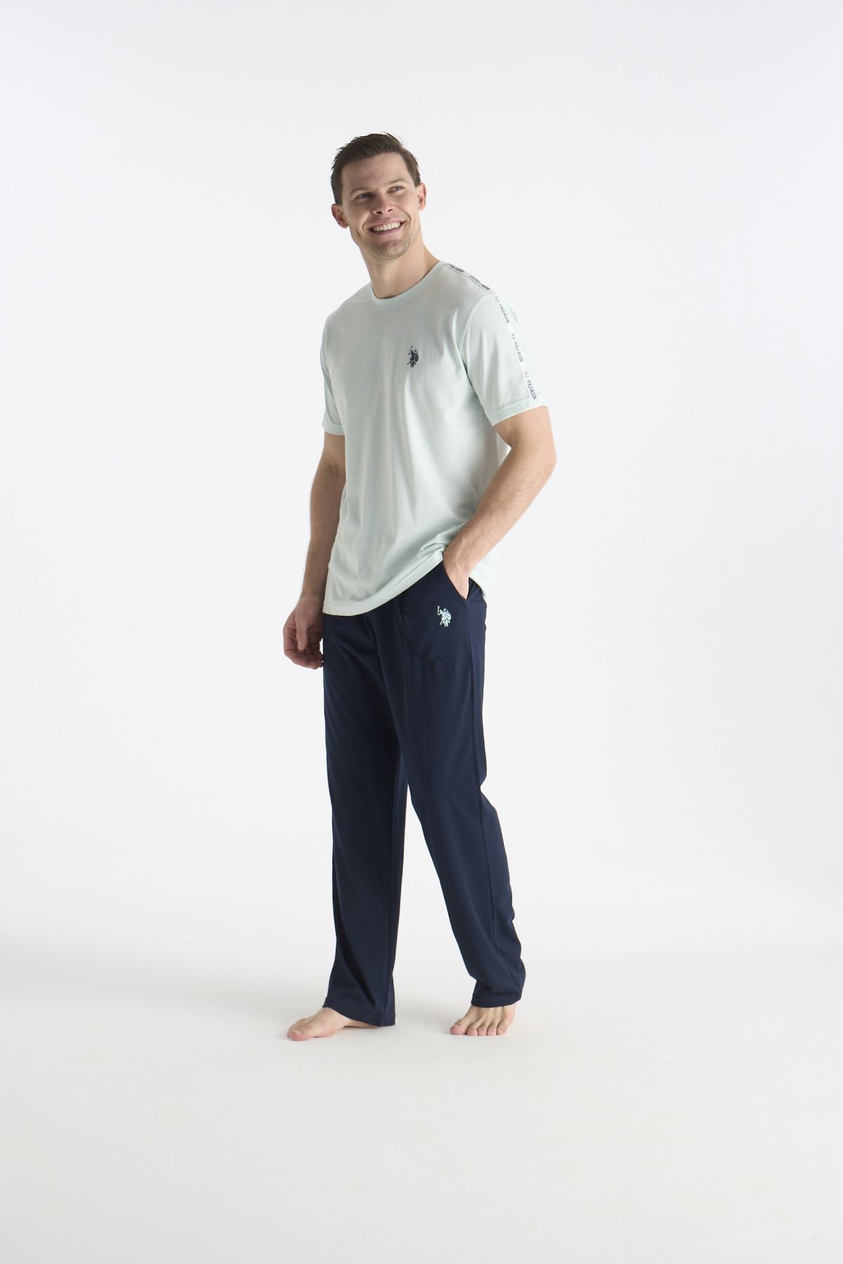 U.S. Polo Assn. 19039 Erkek Mınt Kısa Kollu Yuvarlak Yaka Pijama Takımı