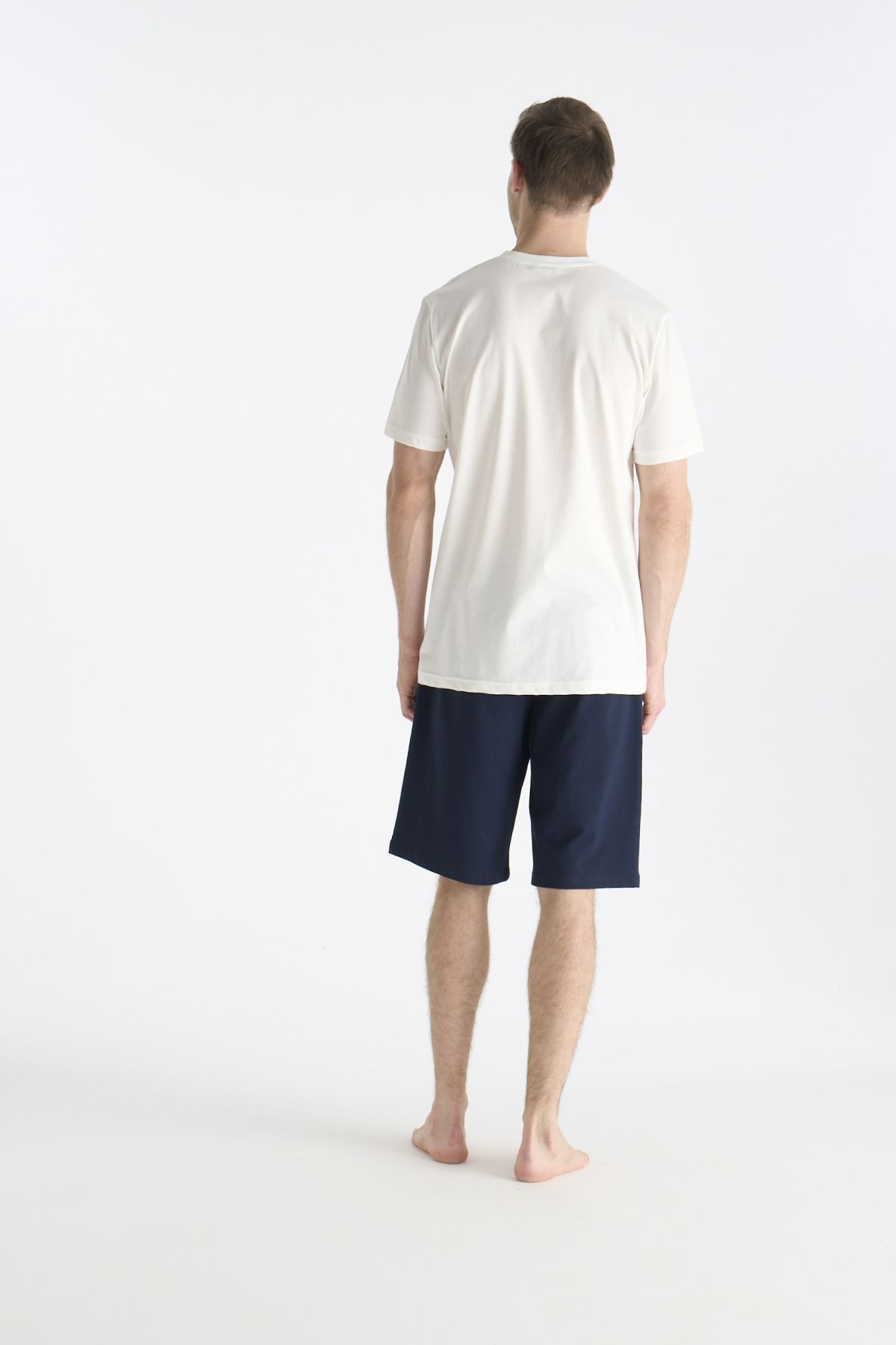 U.S. Polo Assn. 19018 Erkek Ekru Kısa Kollu Yuvarlak Yaka Şort Takımı