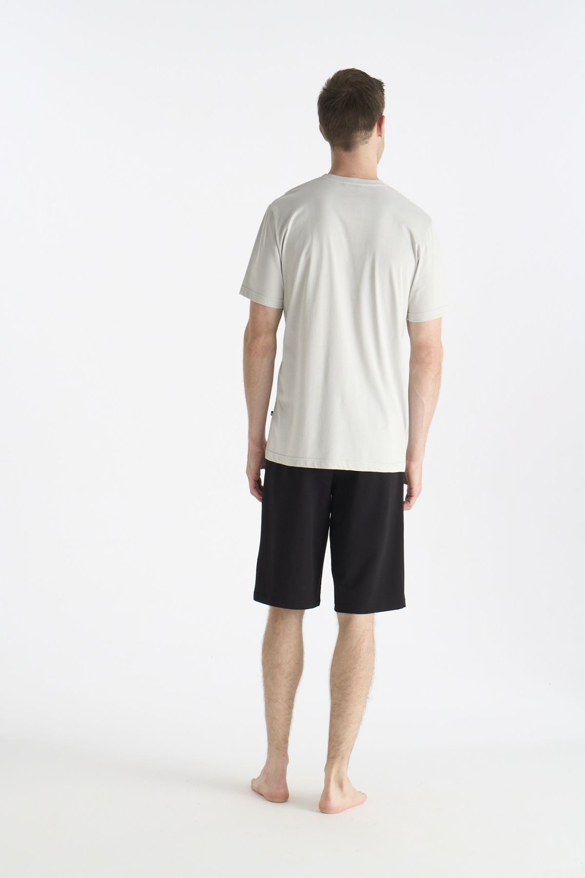 U.S. Polo Assn. 19018 Erkek Grı Kısa Kollu Yuvarlak Yaka Şort Takımı