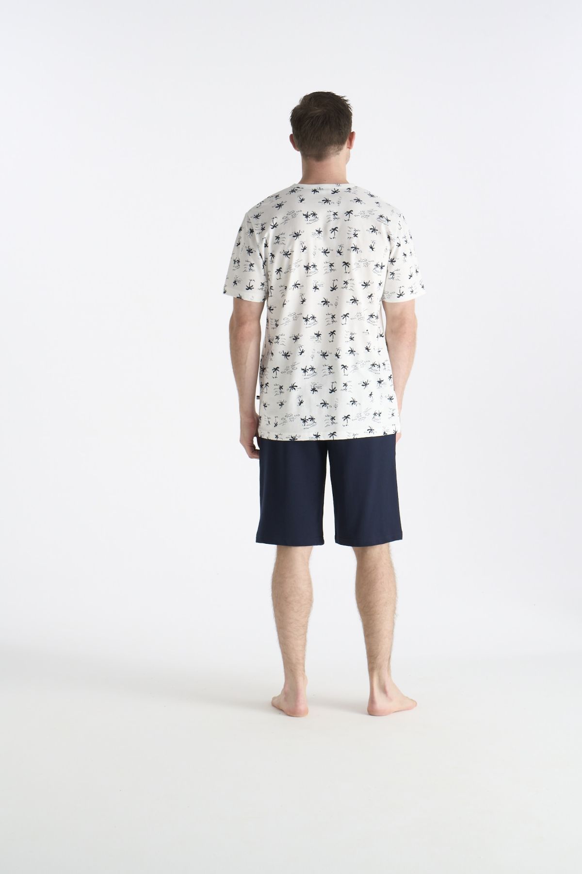 U.S. Polo Assn. 19053 Erkek Ekru Kısa Kollu Yuvarlak Yaka Şort Takımı