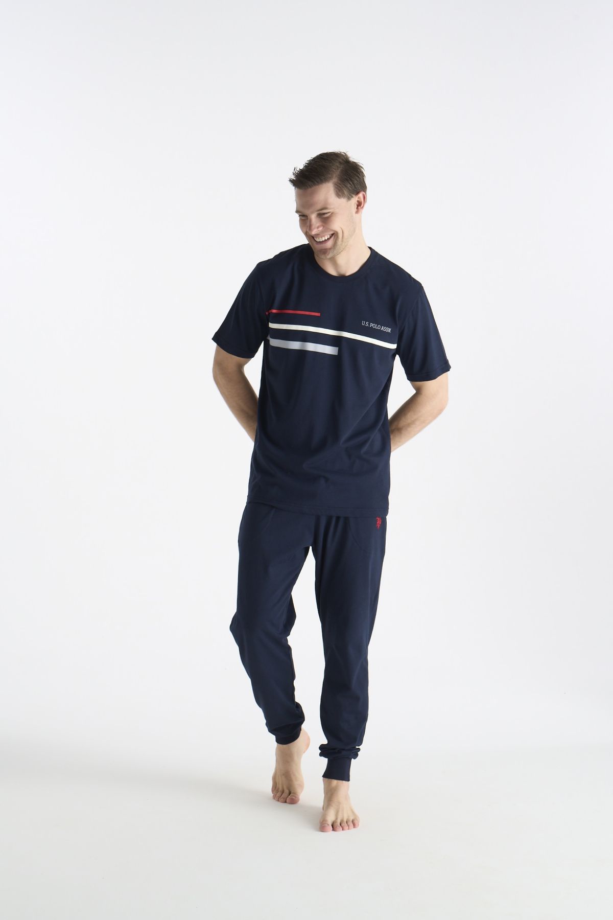 U.S. Polo Assn. 19038 Erkek Lacıvert Kısa Kollu Yuvarlak Yaka Pijama Takımı