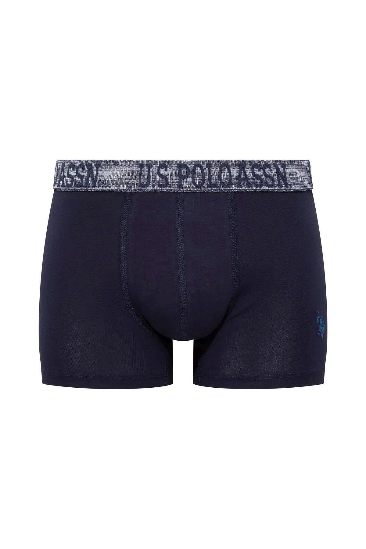 U.S. Polo Assn. 80503 Erkek İndigo-Baskılı-Lacivert Pamuklu 3 Lü Boxer