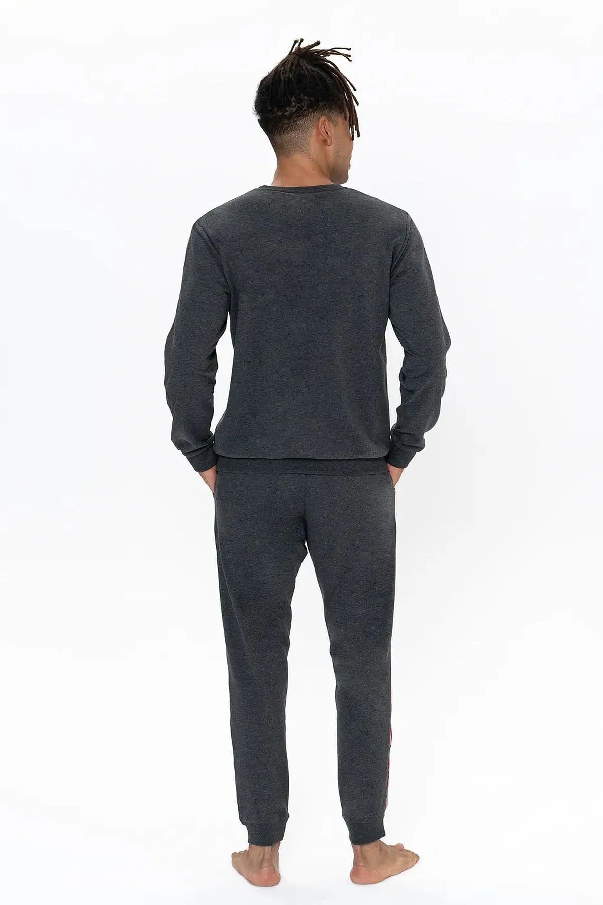 U.S. Polo Assn. 18923 Erkek Antrasıt Melanj Uzun Kollu Yuvarlak Yaka Pijama Takımı