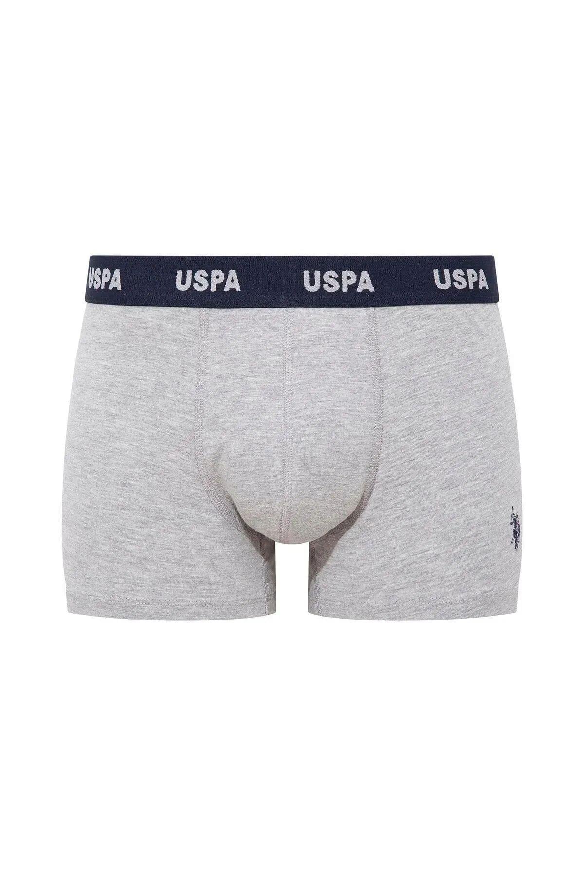 U.S. Polo Assn. 80509 Erkek Baskılı-Bordo-Grimelanj Pamuklu 3 Lü Boxer