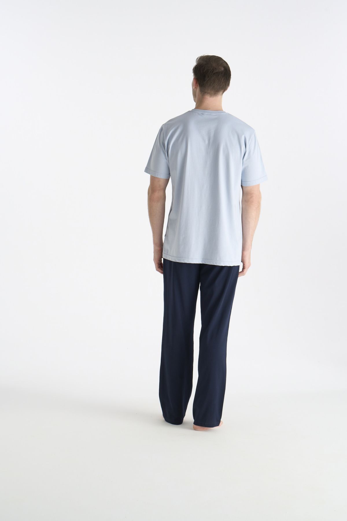 U.S. Polo Assn. 19039 Erkek Mavı Kısa Kollu Yuvarlak Yaka Pijama Takımı