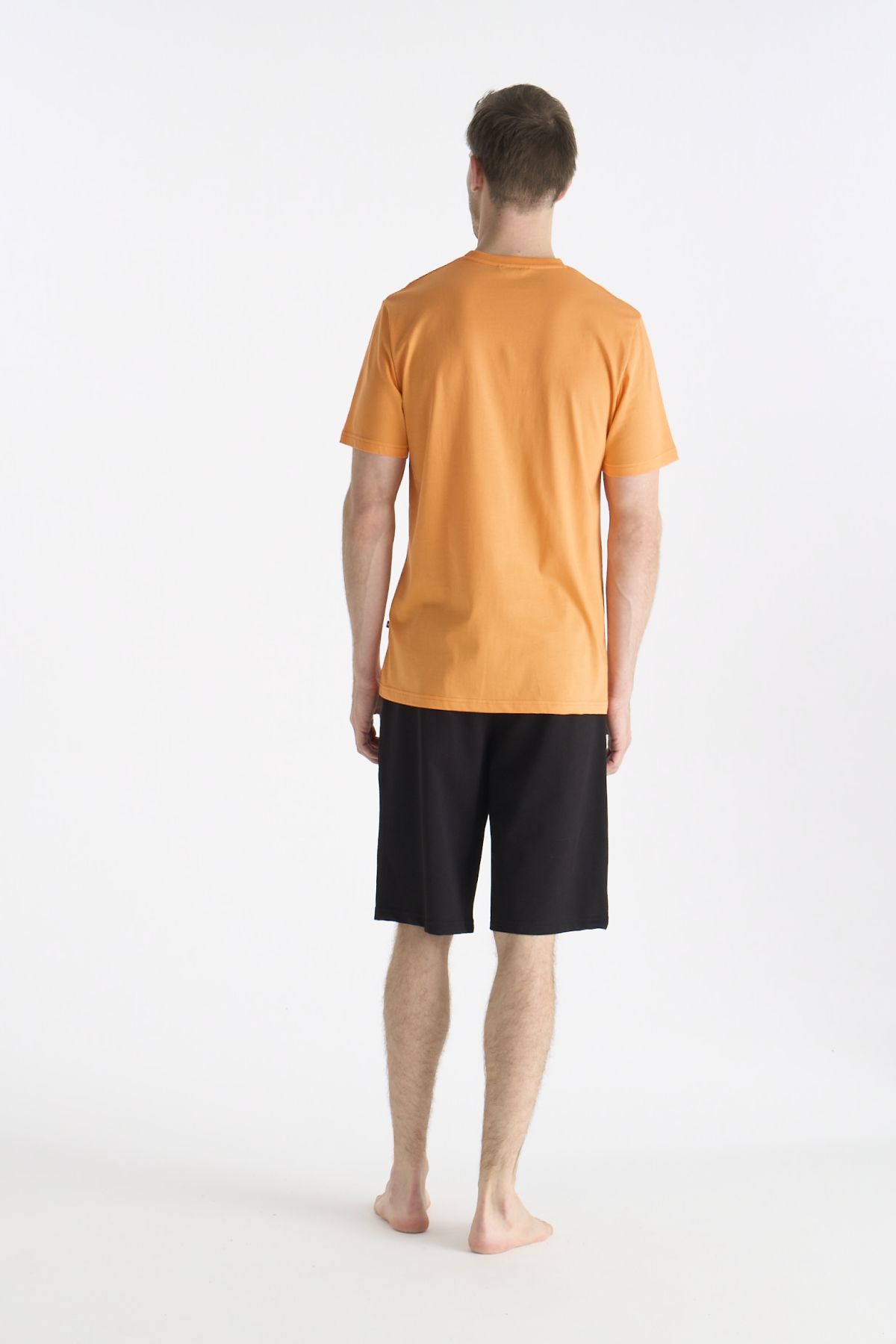 U.S. Polo Assn. 19017 Erkek Turuncu Kısa Kollu Yuvarlak Yaka Şort Takımı