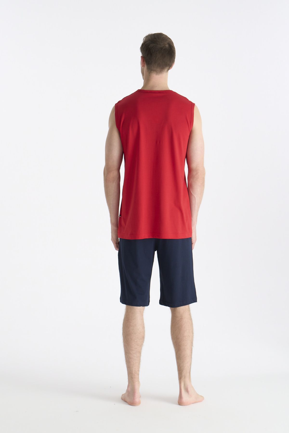 U.S. Polo Assn. 19010 Erkek Kırmızı Sıfır Kollu Yuvarlak Yaka Şort Takımı