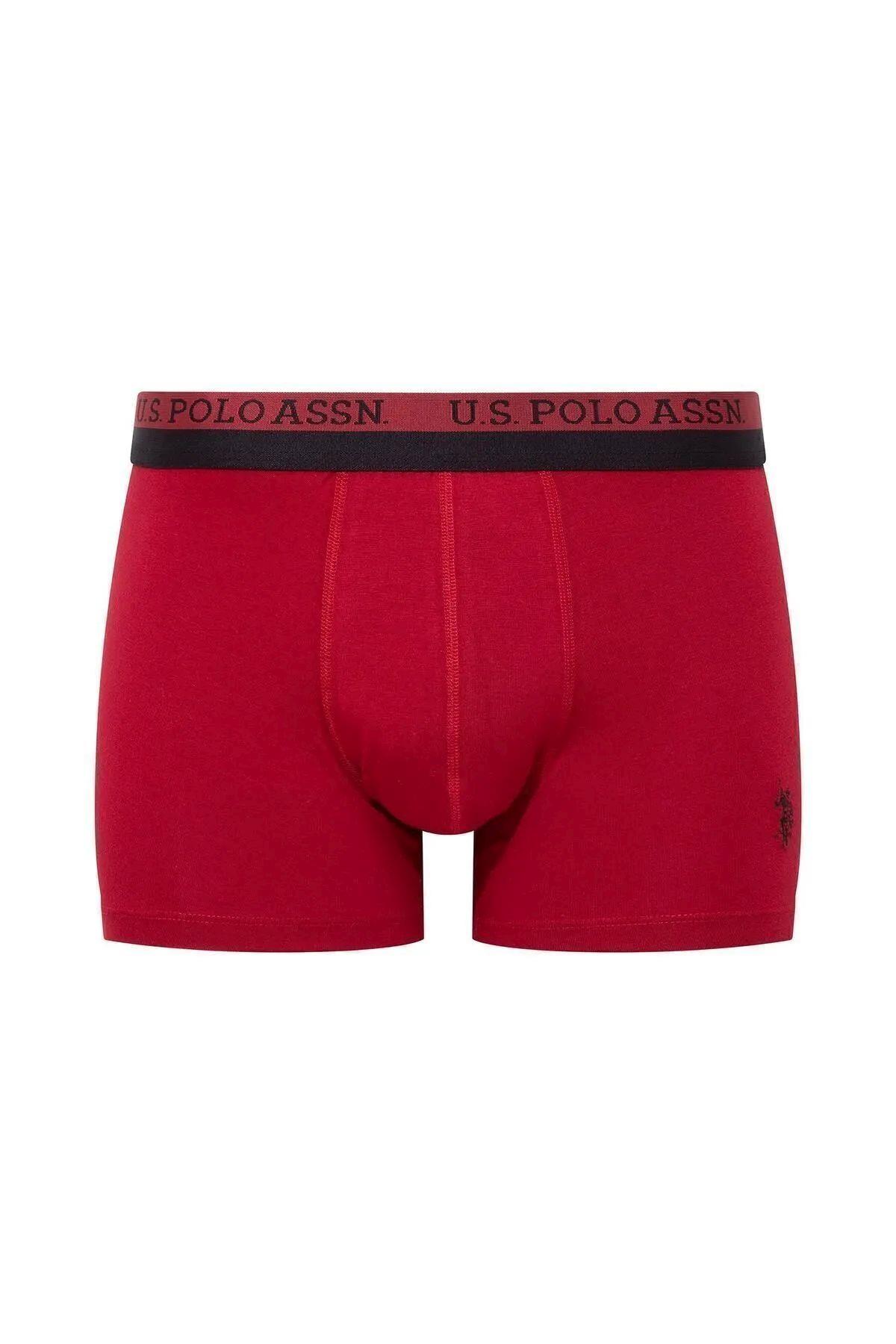 U.S. Polo Assn. 80522 Erkek Baskılı-Bordo-Siyah Modal 3 Lü Boxer